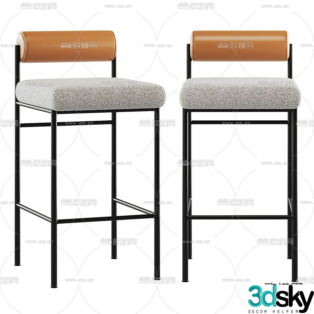 Modern bar stool bar stool high stool 3d model