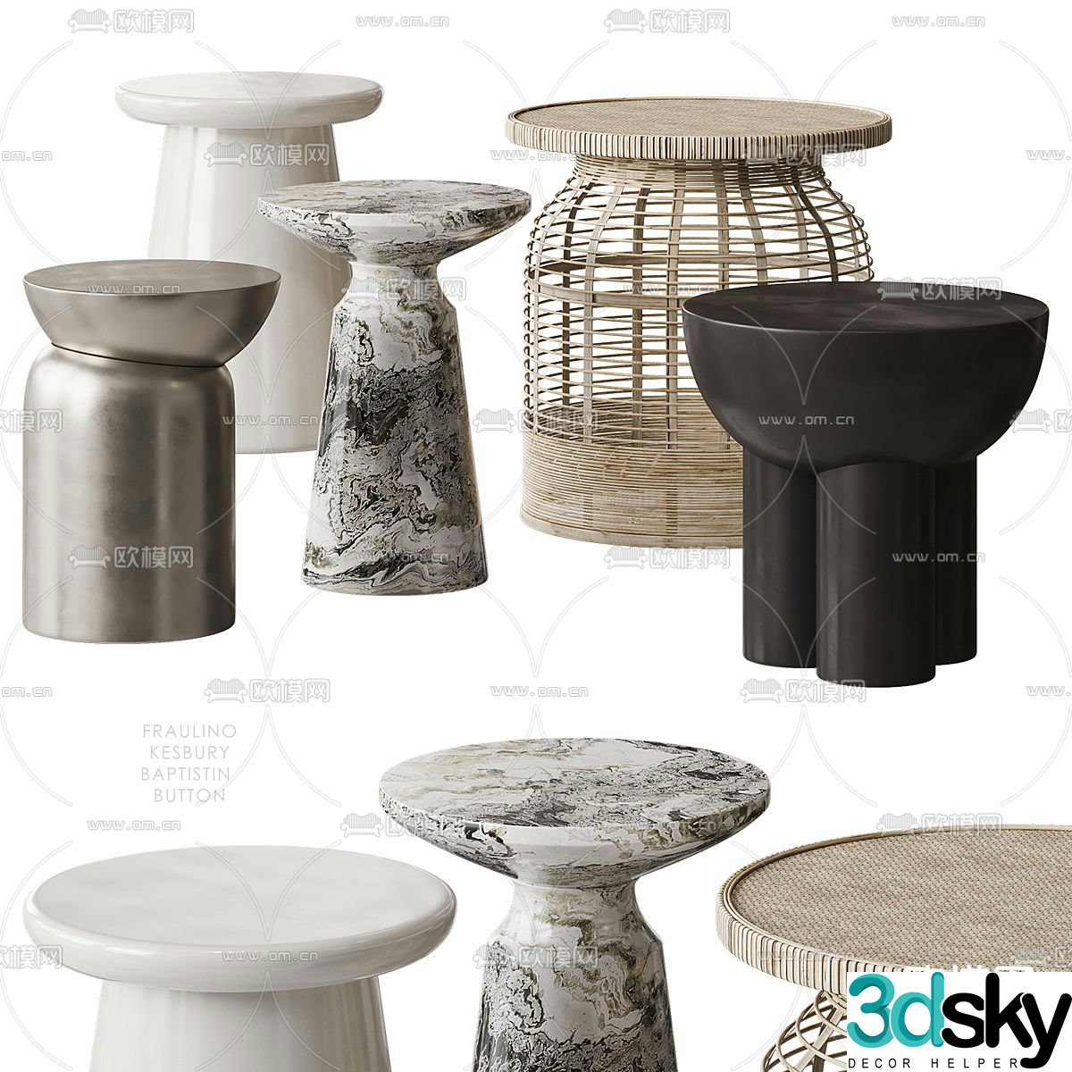 Simple coffee table corner table round table 3D model