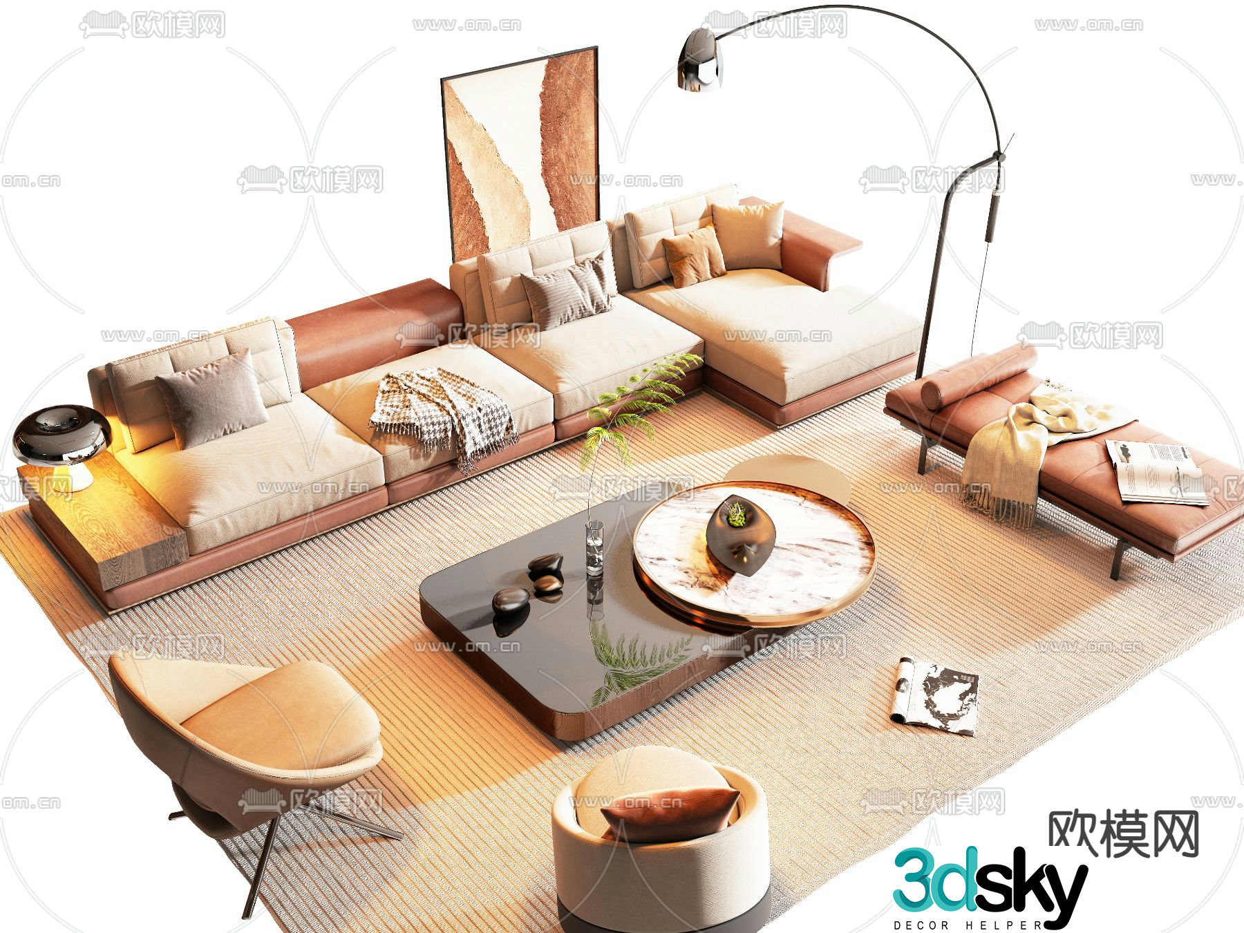 Modern modular sofa corner sofa 3d model