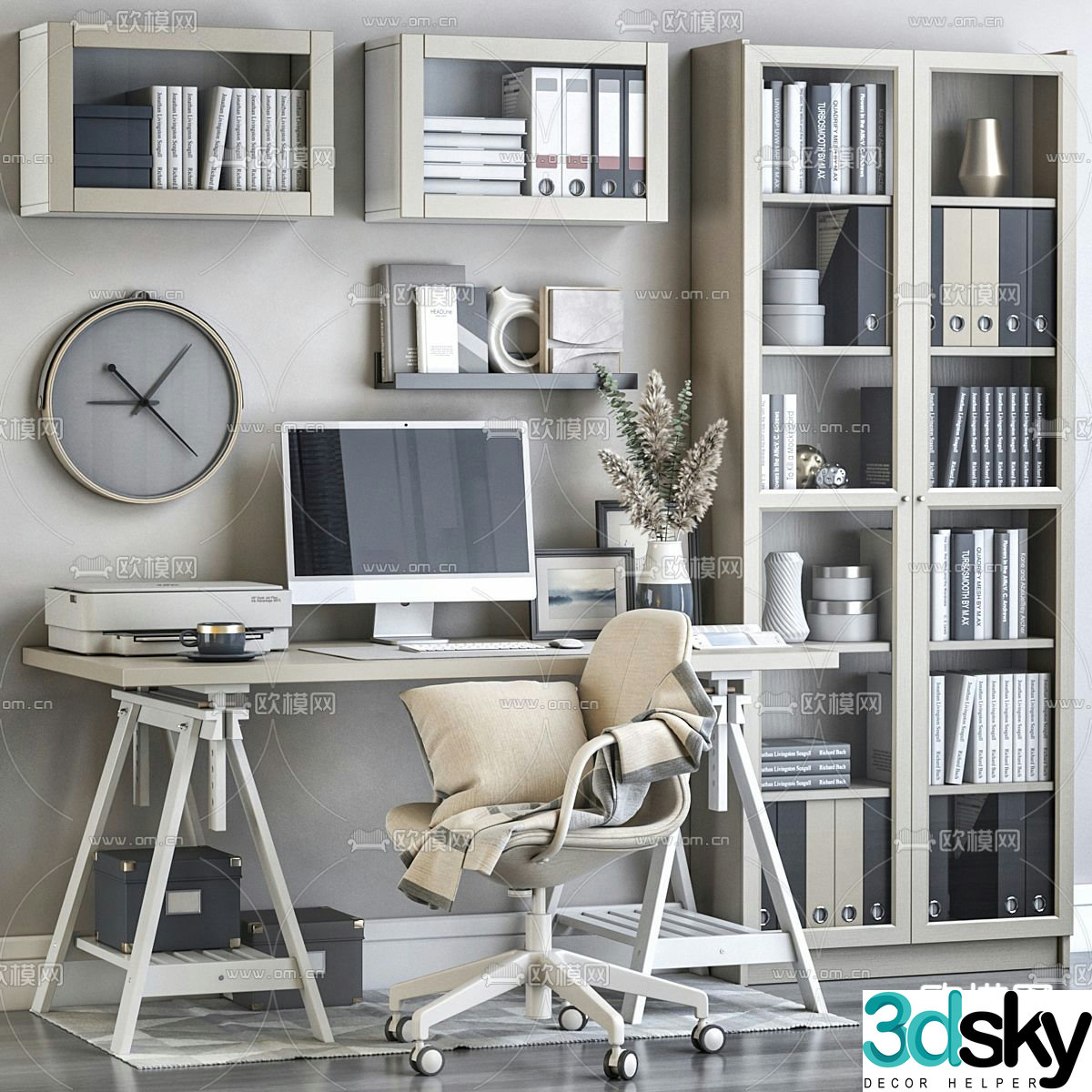 IKEA desk chair computer desk 3D model