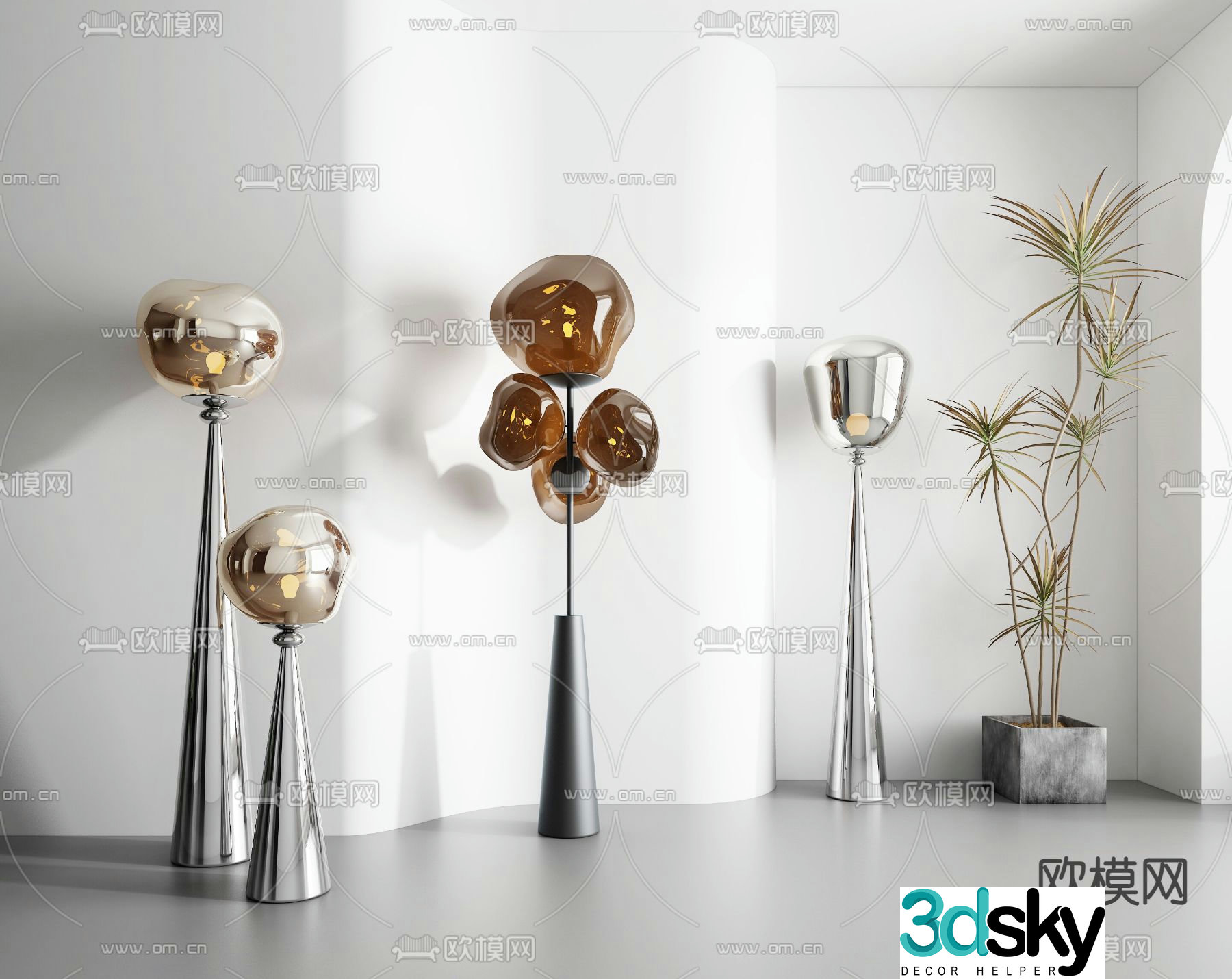 Metal floor lamp lava ball floor lamp 3d model