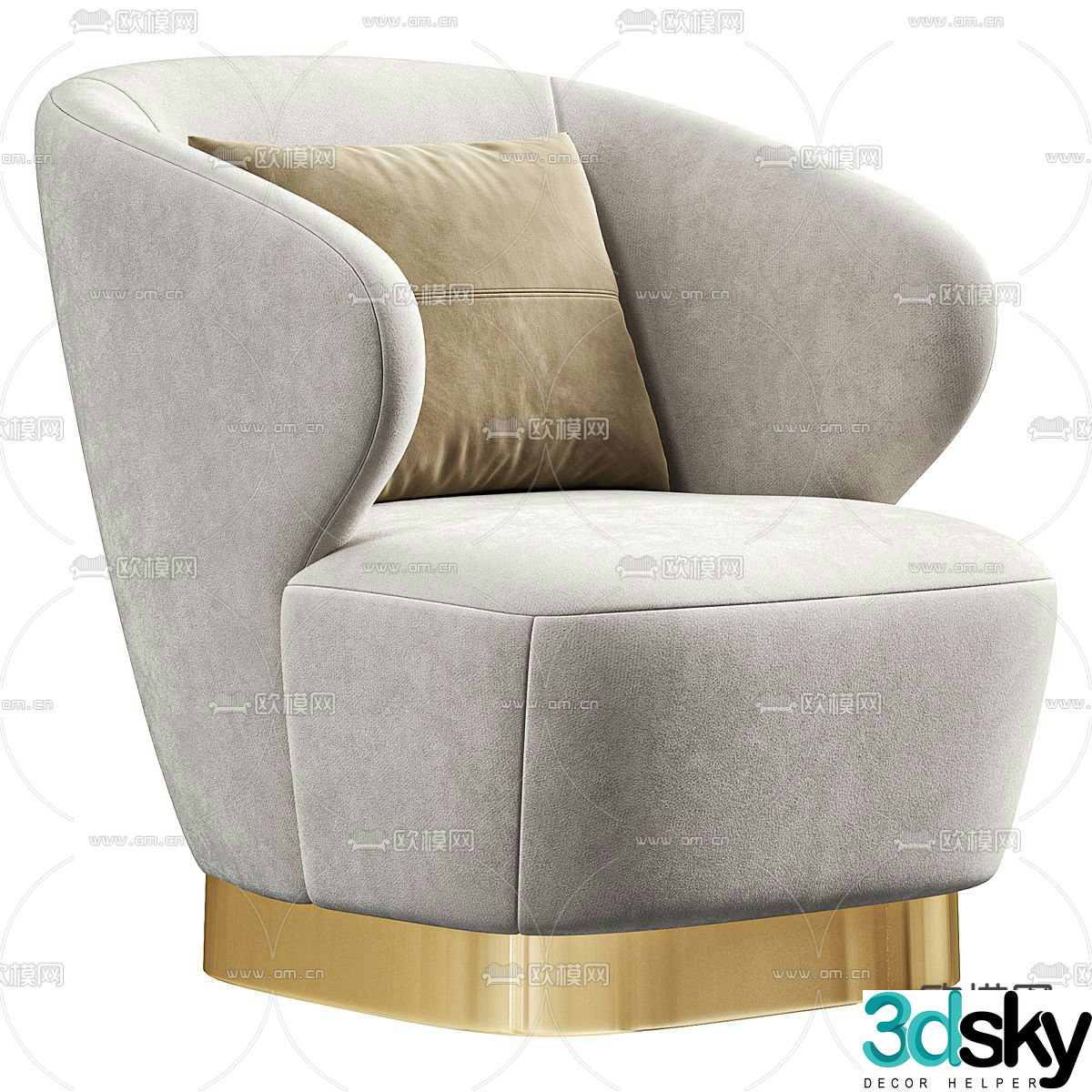 BAKER single sofa casual hair 3d model