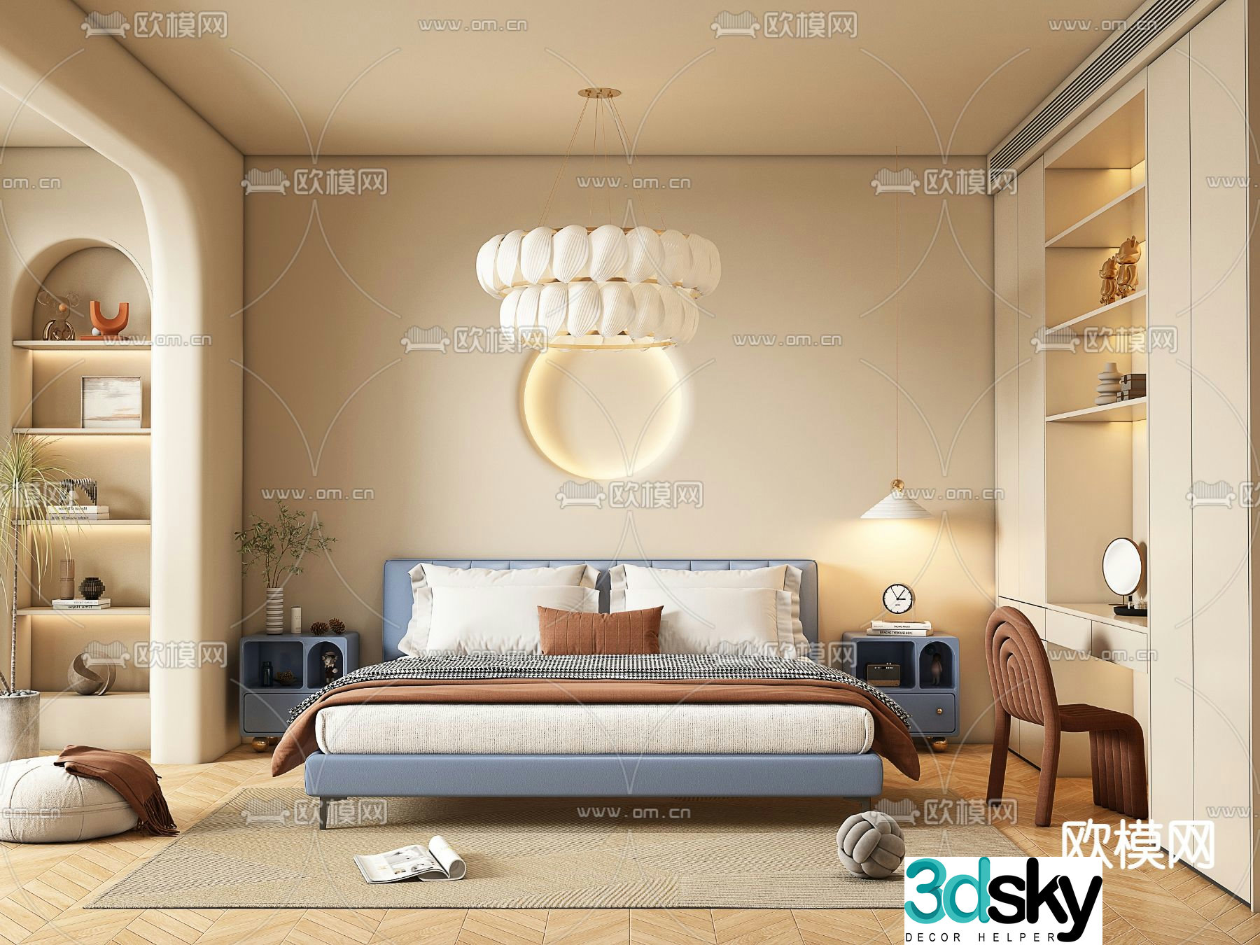 Creamy Bedroom Second Bedroom Boy Room 3D Model