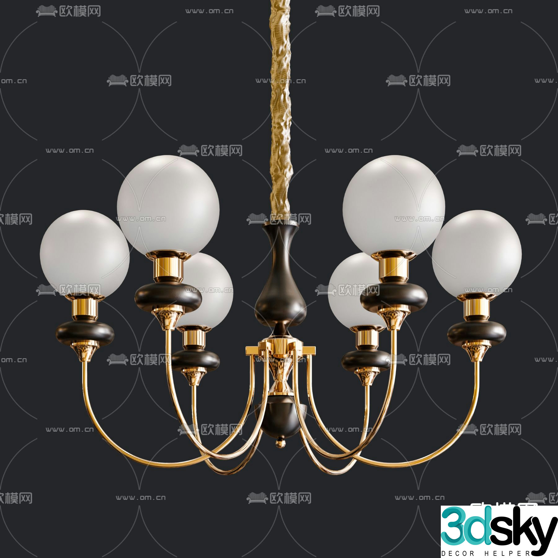 French multi-head chandelier hall chandelier 3d model