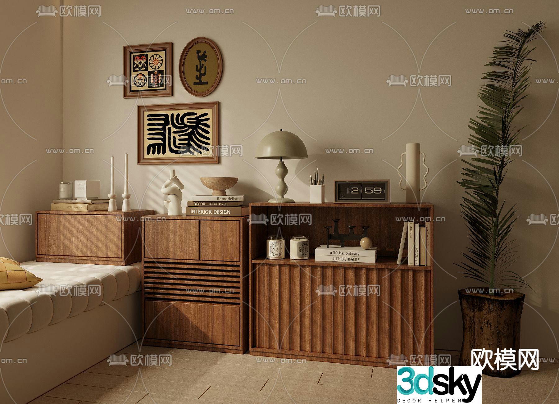 Middle-aged side cabinet low cabinet chest of cabinet bay window cabinet 3D model