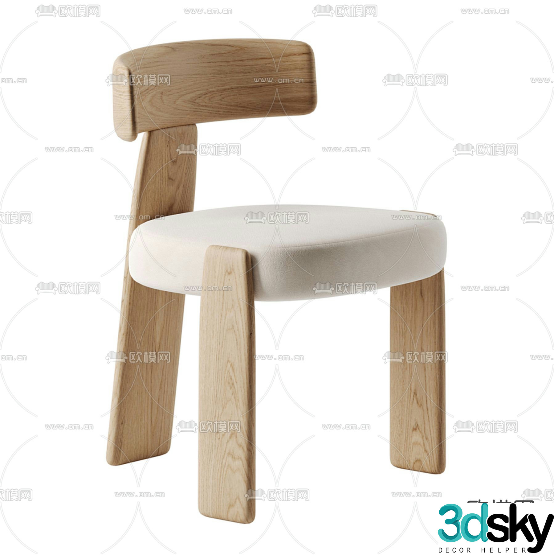 wooden chair dining chair 3d model