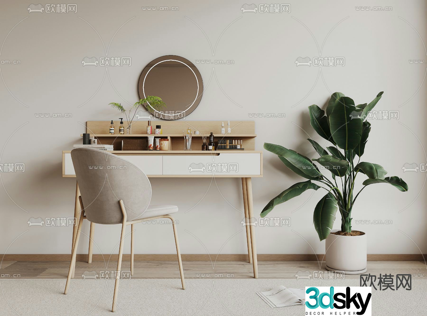 Nordic dressing table dressing table 3d model