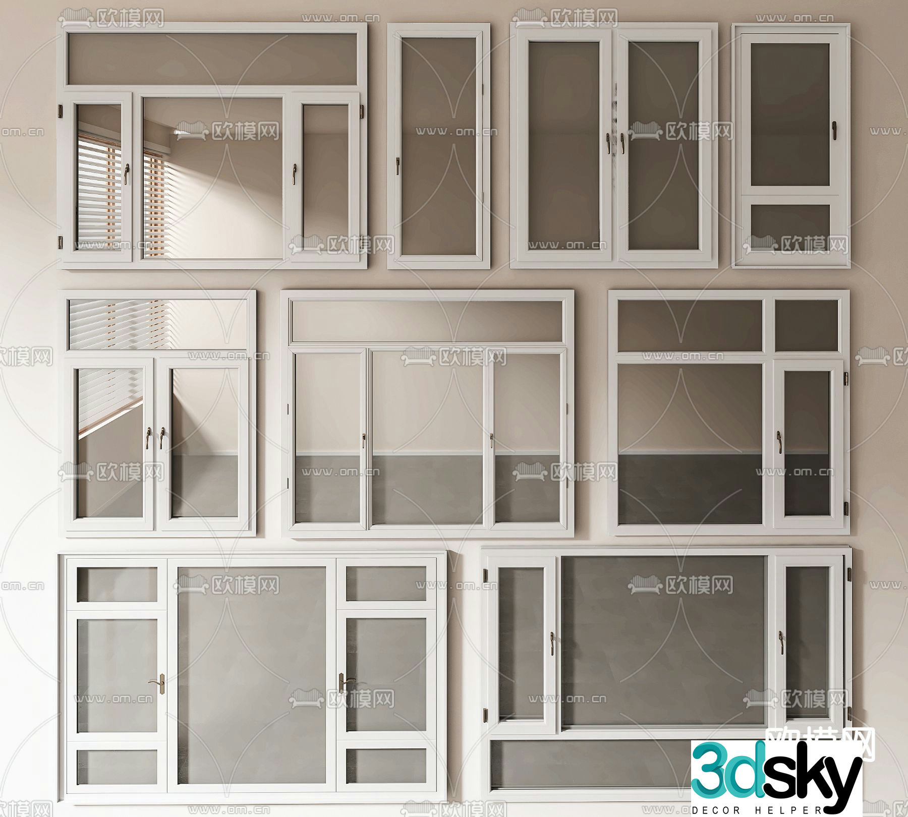 Aluminum alloy windows Floor to ceiling windows Window frames Casement windows Bath windows Flange windows 3D model