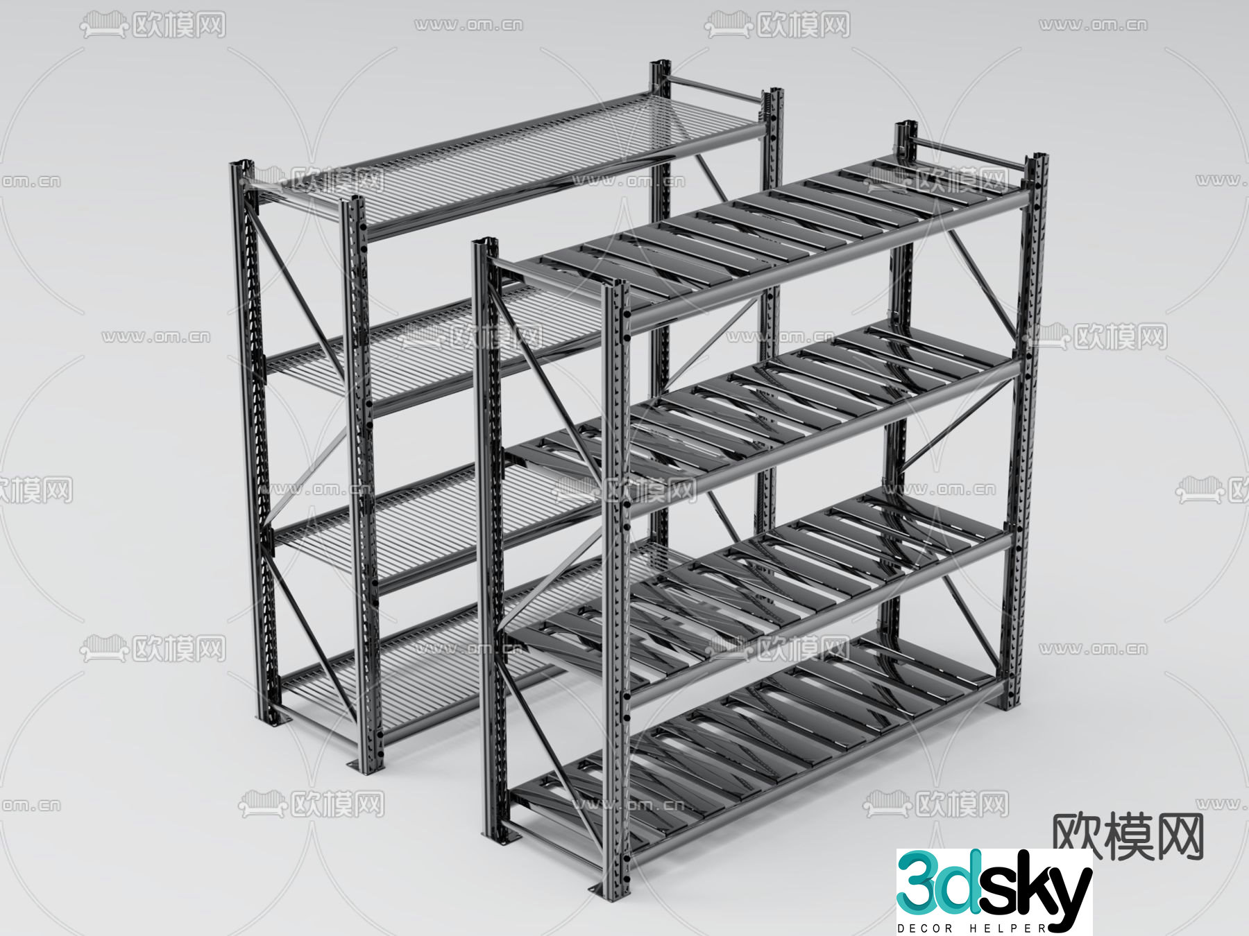 Metal shelves goods wire racks warehouse shelves 3D model