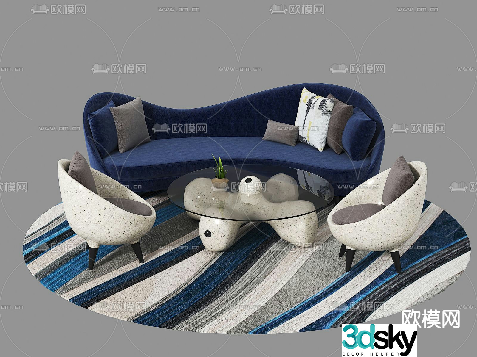 Modular sofa leisure sofa 3d model