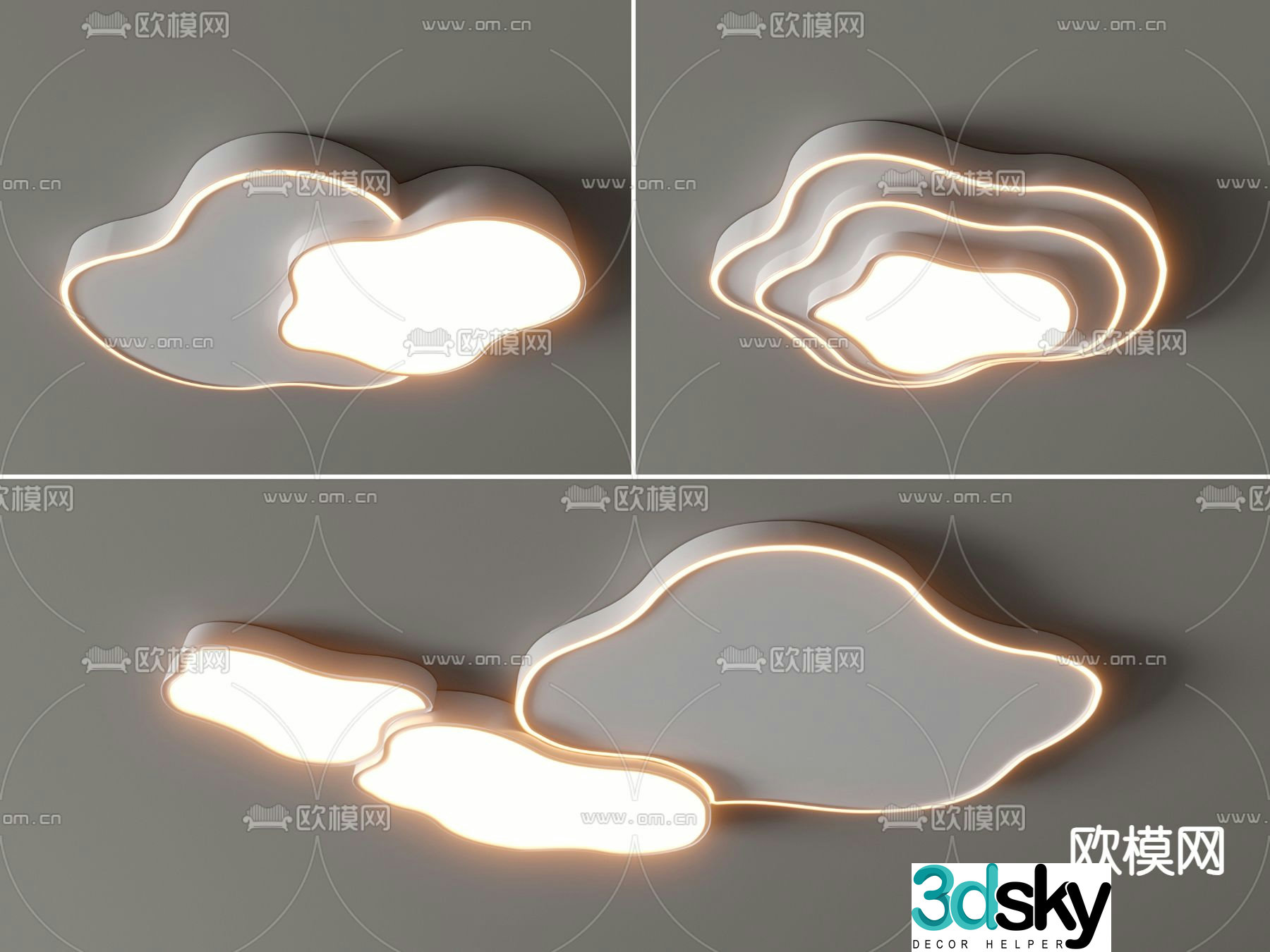 Cloud ceiling lamp geometric ceiling lamp bedroom lamp 3d model