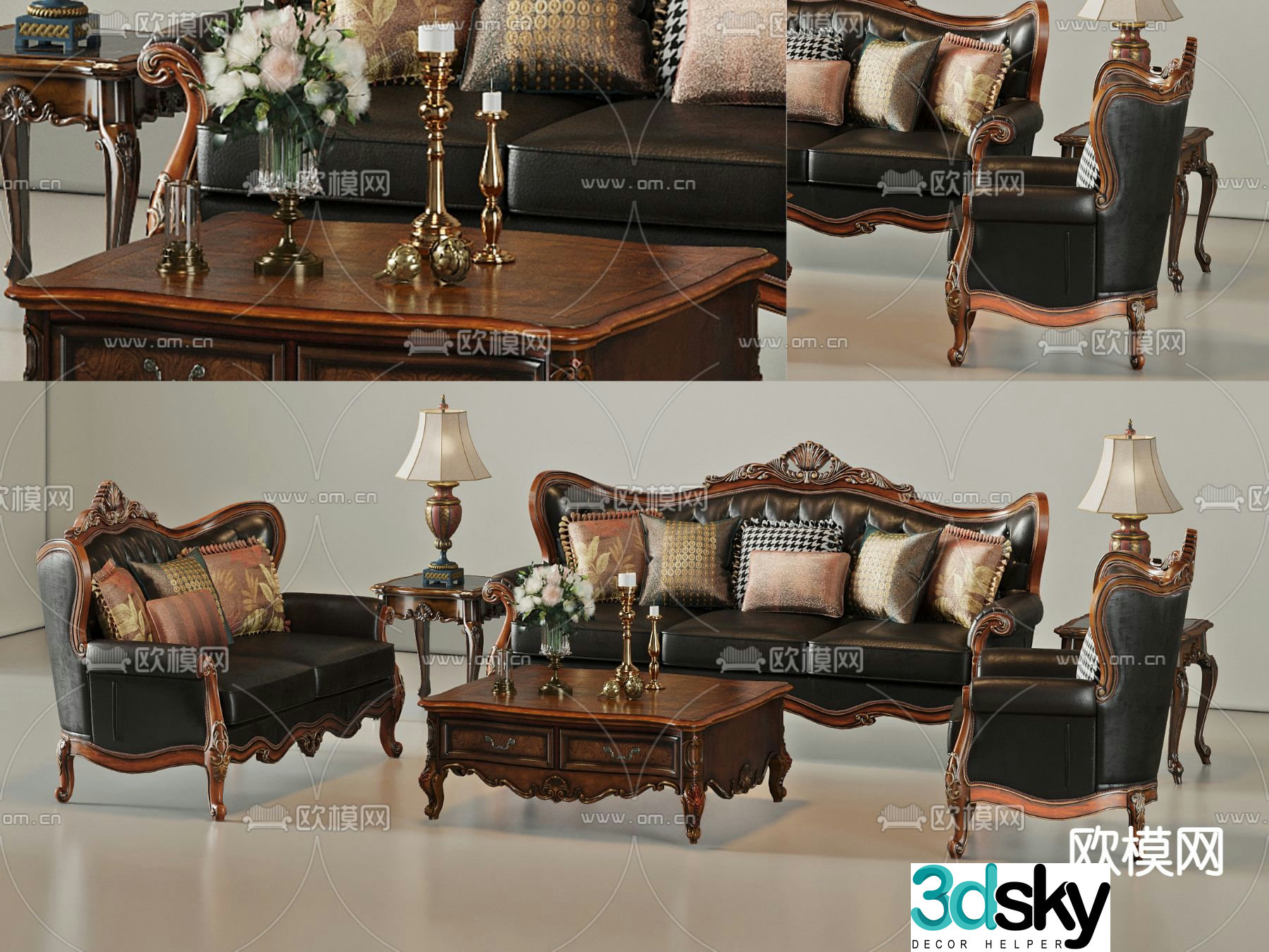 American sofa European style modular sofa 3d model