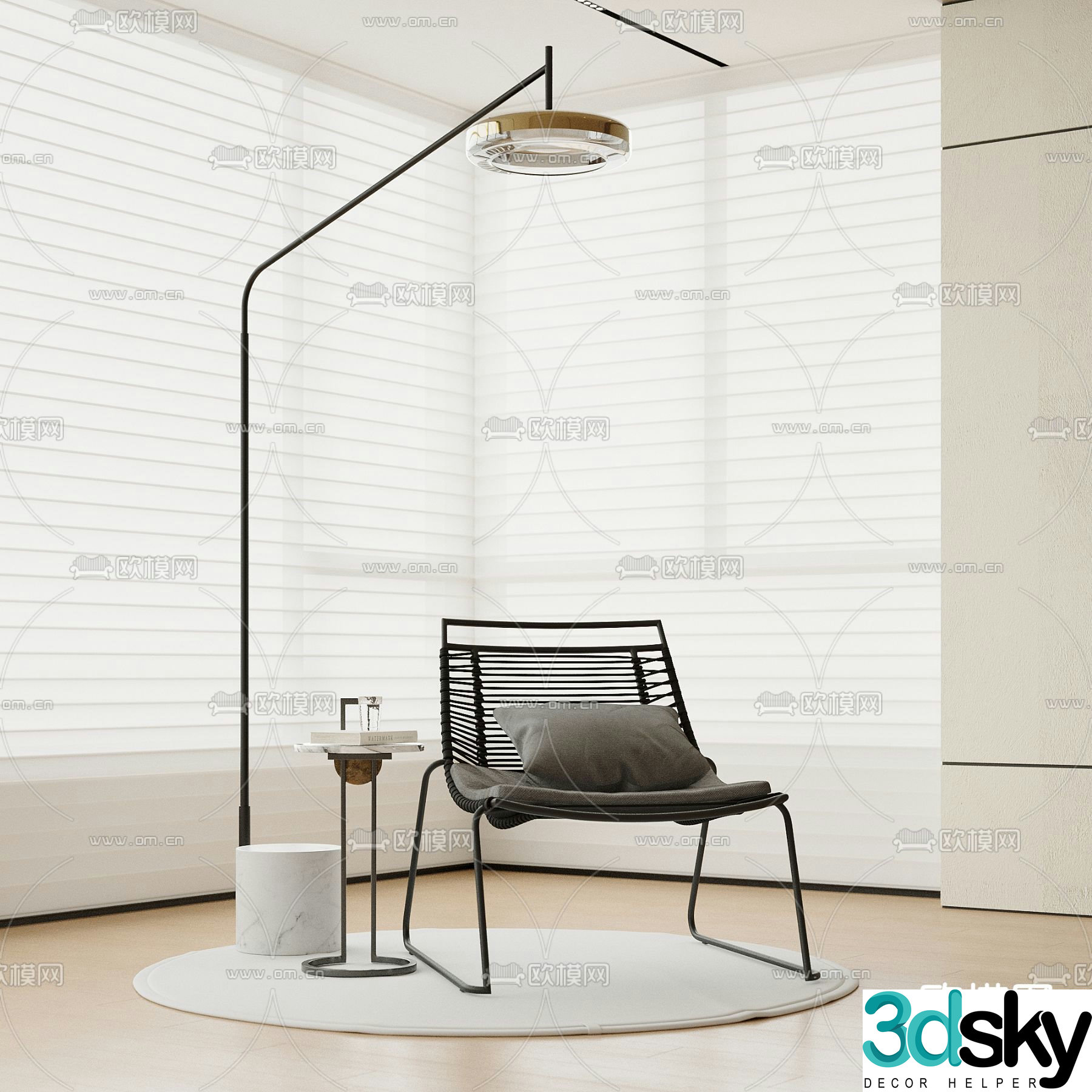 Modern chair leisure chair rope chair 3d model