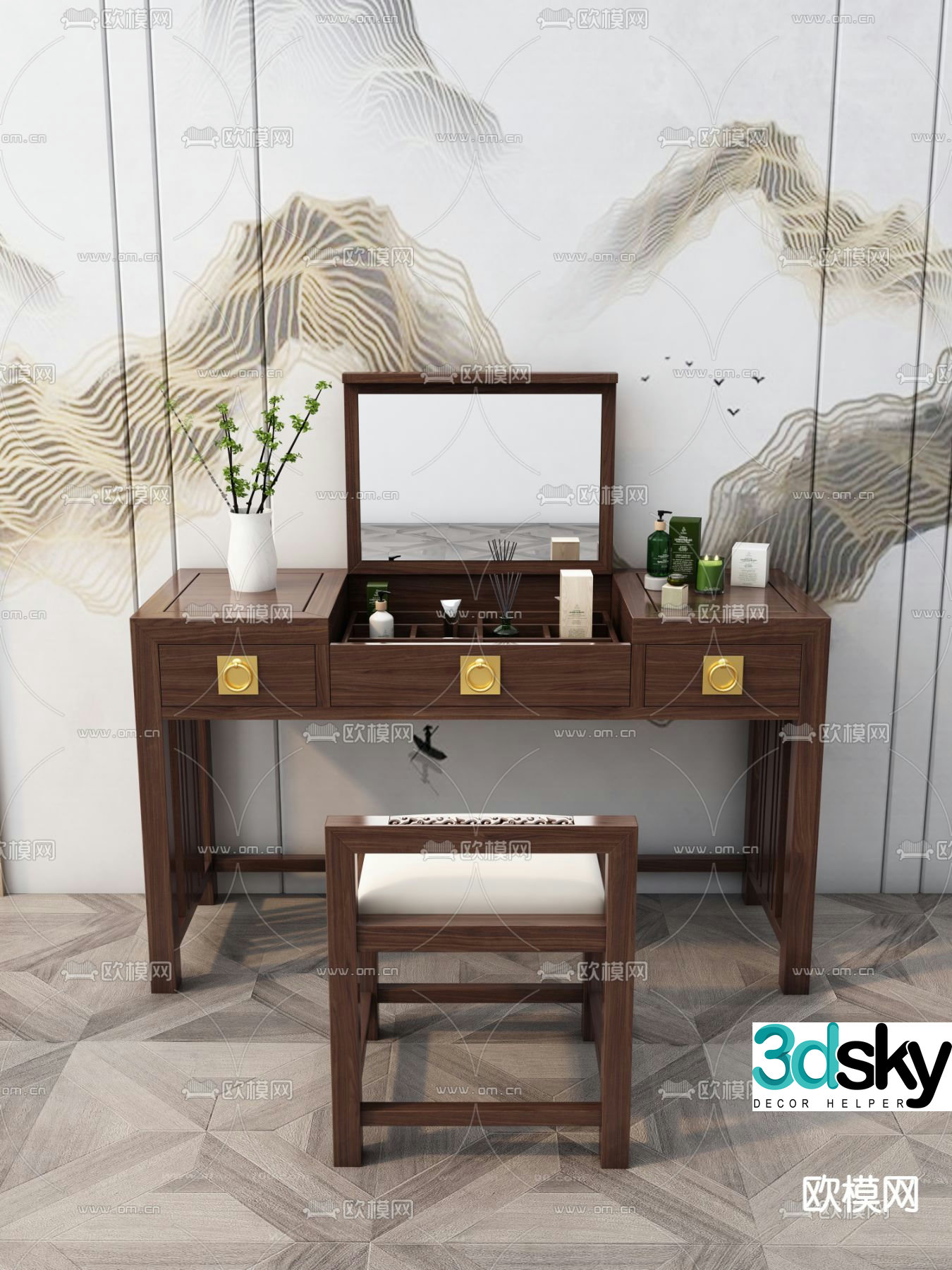 Chinese dressing table dressing table 3d model
