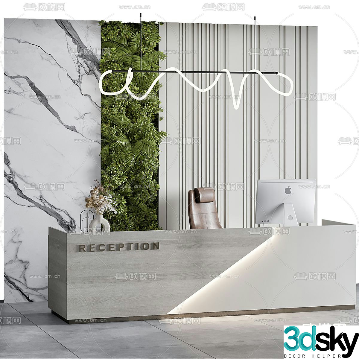 Front desk reception desk service desk information desk 3d model