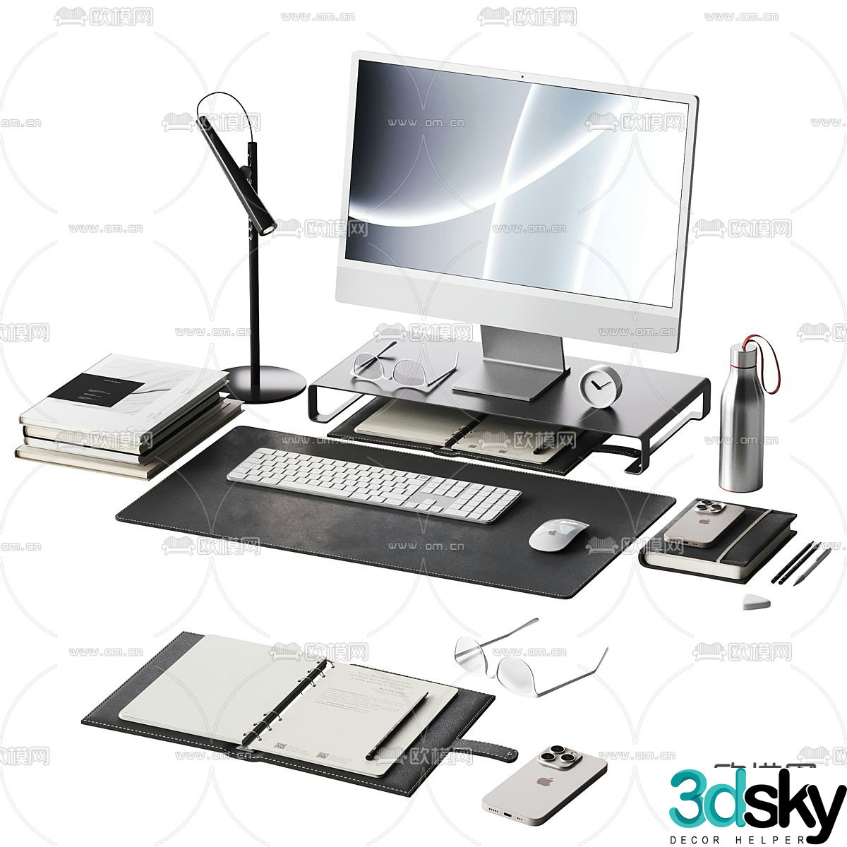 Computer Keyboard Desk Lamp Office Supplies Desk Decoration 3D Model