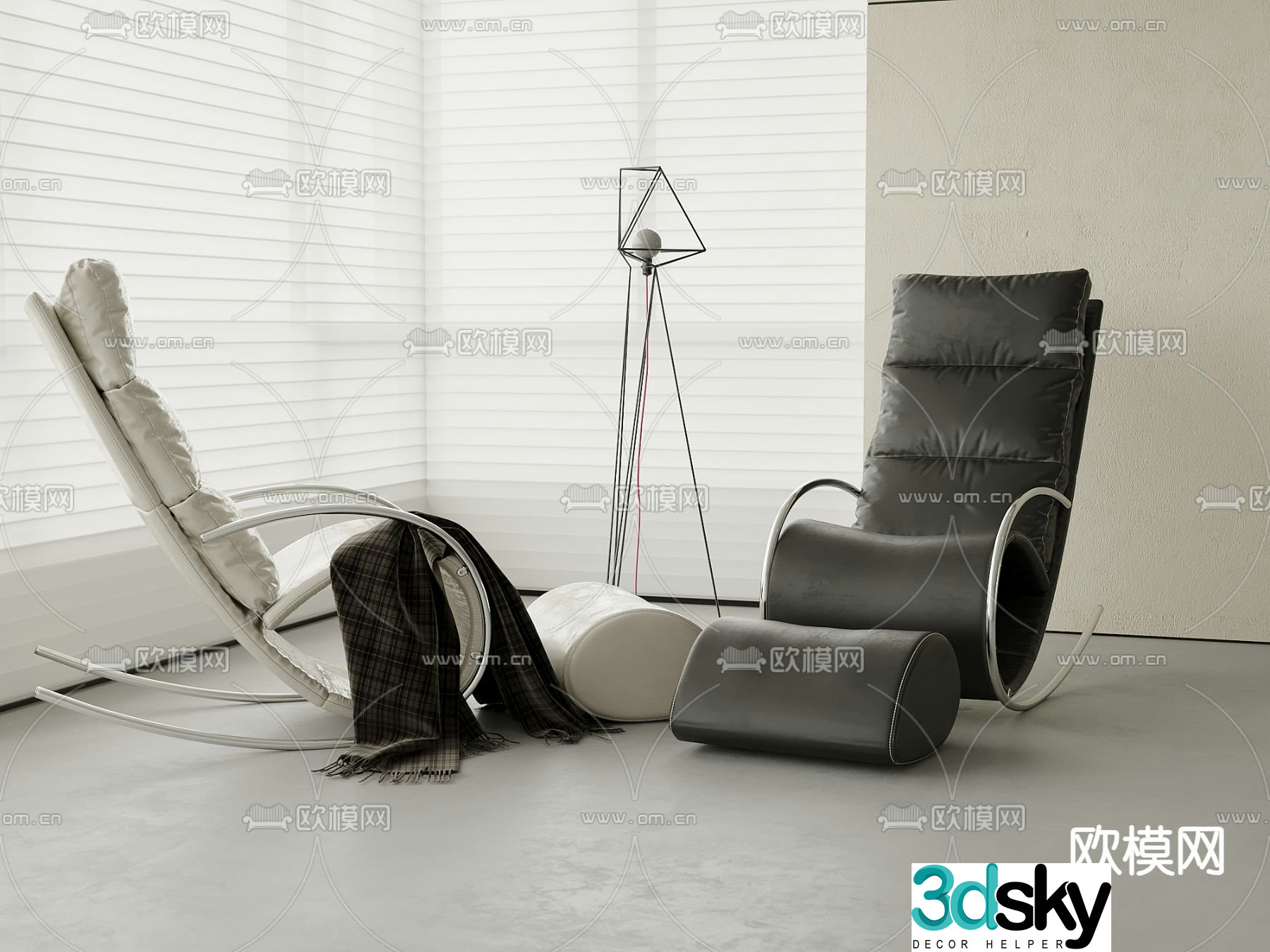 Modern rocking chair lounge chair 3d model