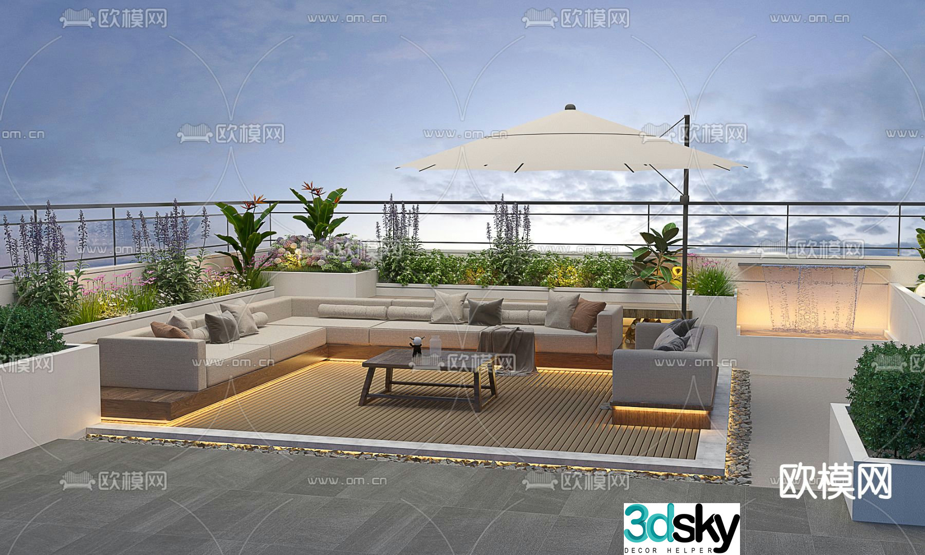 Balcony terrace roof garden 3d model