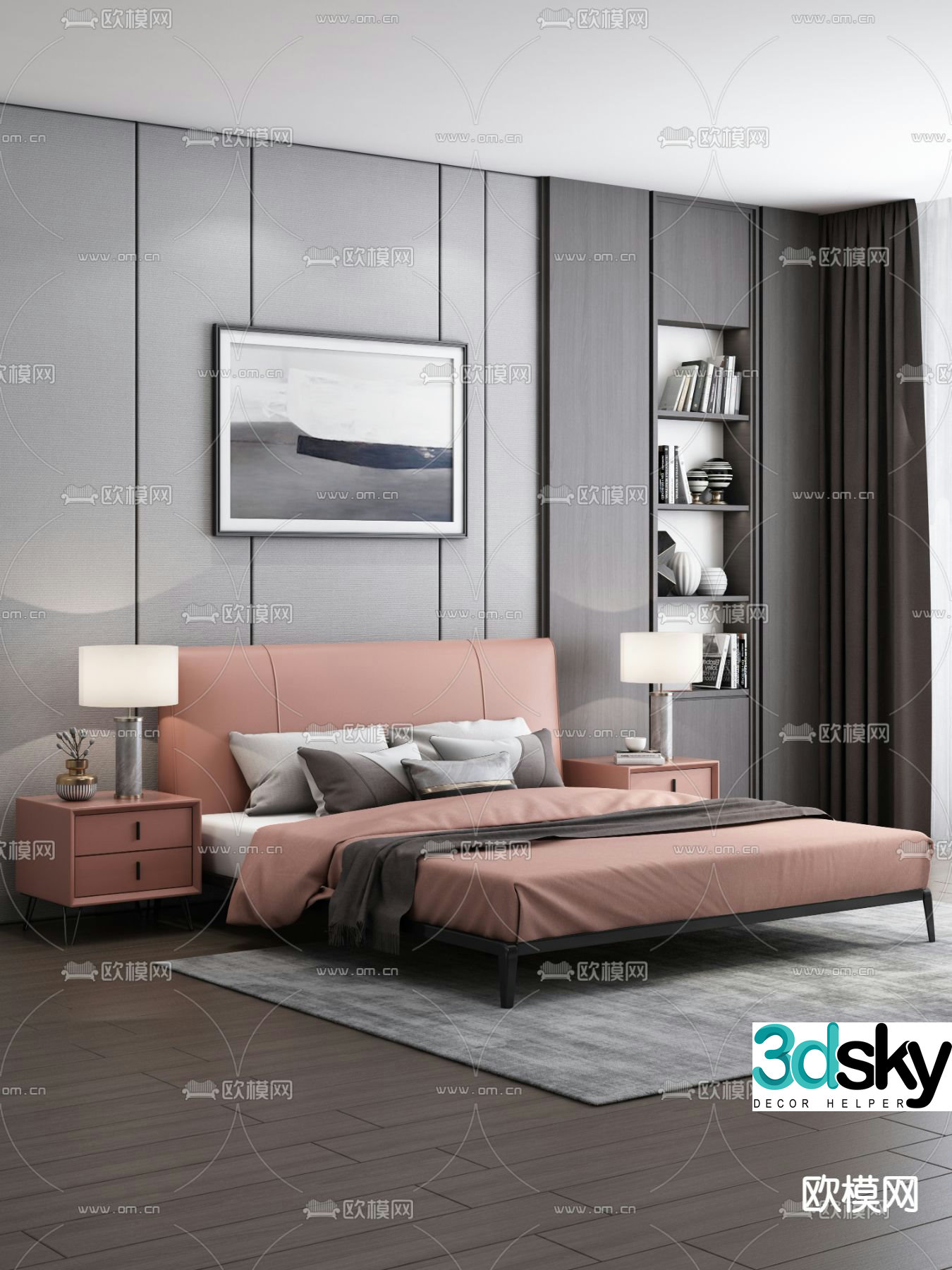 Modern double bed 3d model