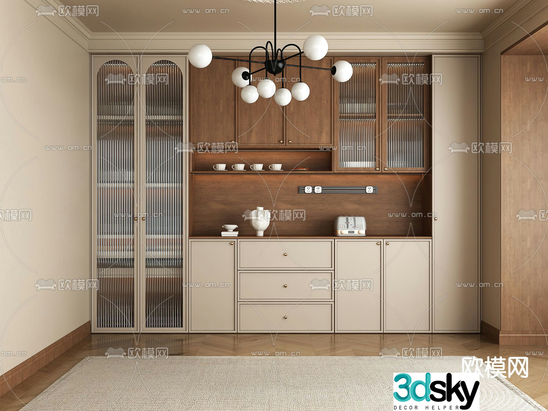 Medieval style wine cabinet and sideboard 3D model