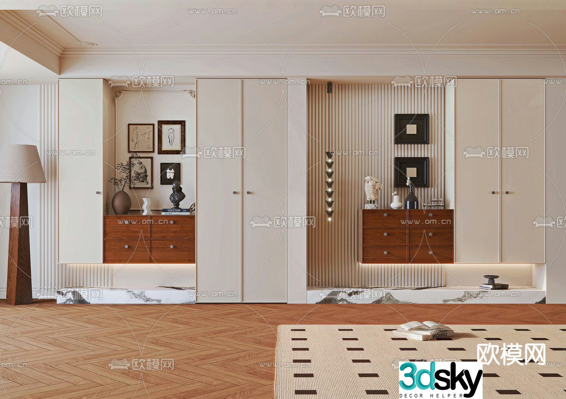 Middle-aged shoe cabinet hanging porch cabinet 3D model