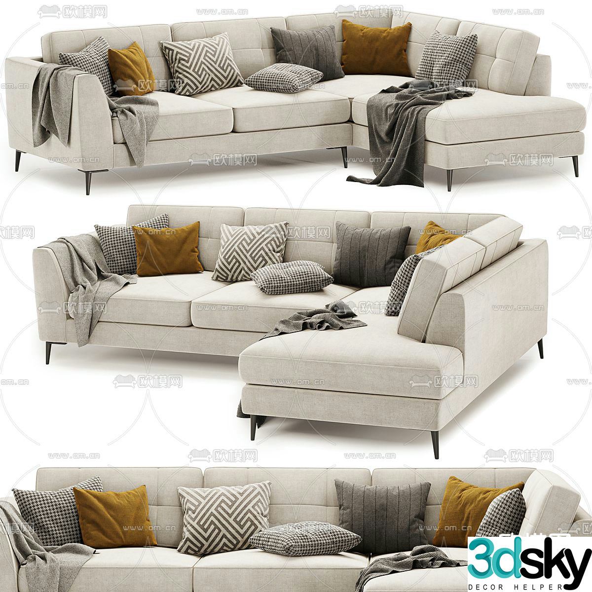 London multi-person sofa 3d model