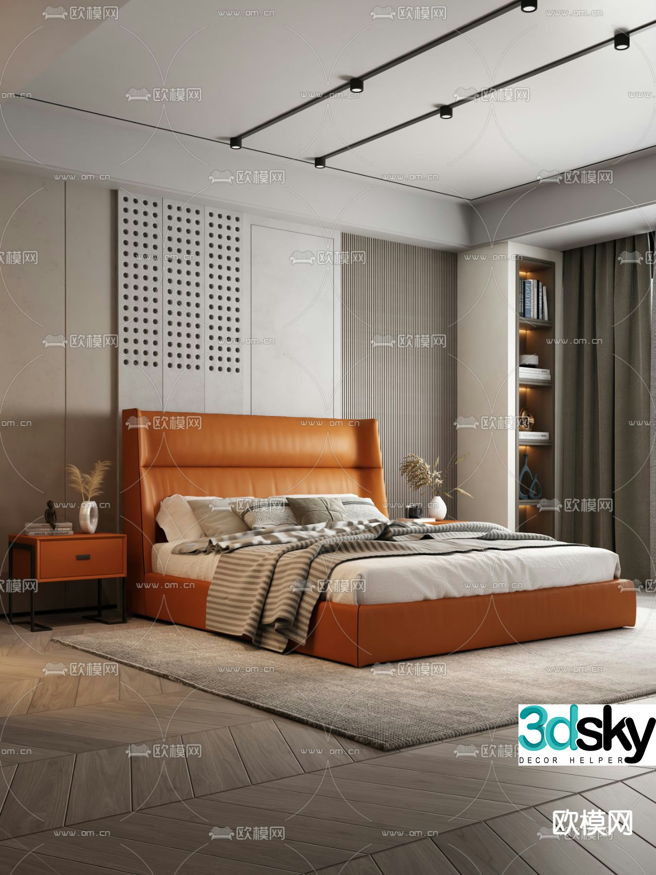 Modern double bed 3d model