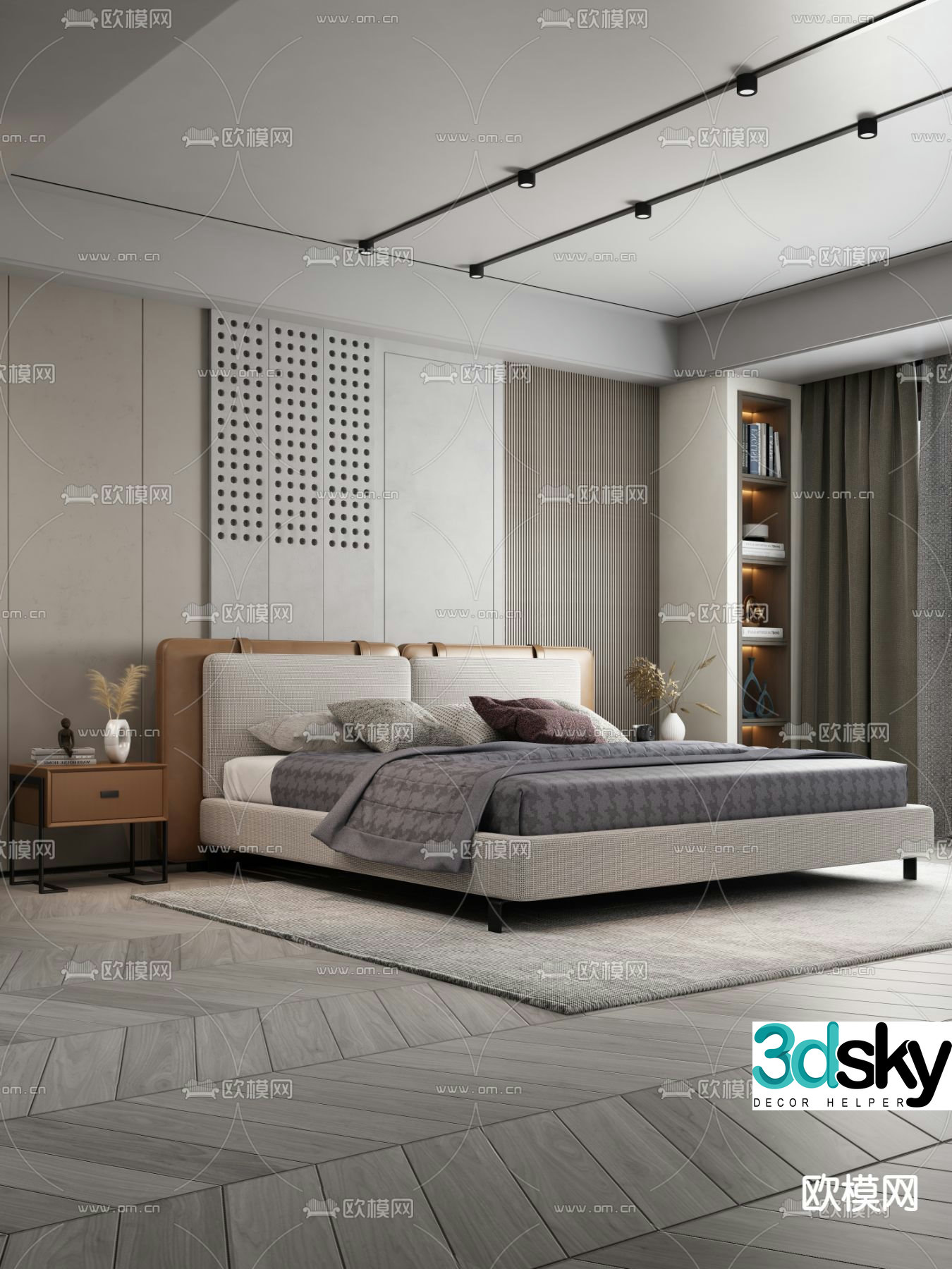 Modern double bed 3d model
