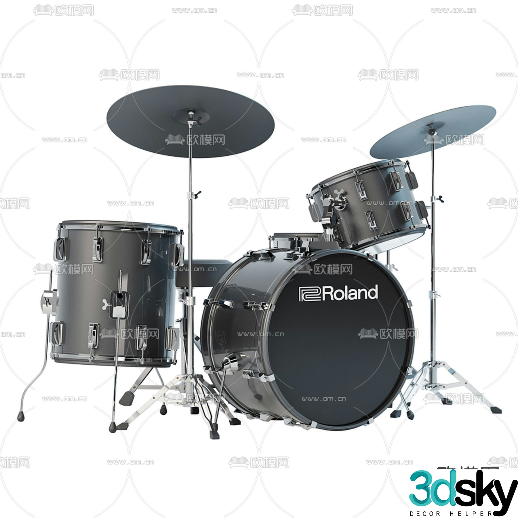 Roland drum set musical instrument 3d model