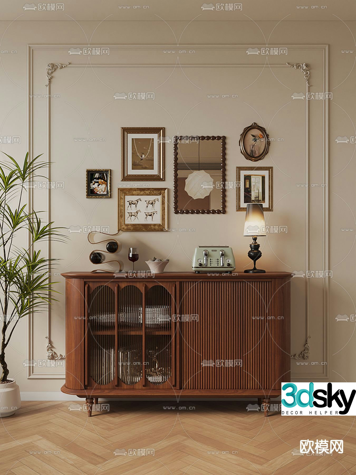 Medieval style sideboard 3d model