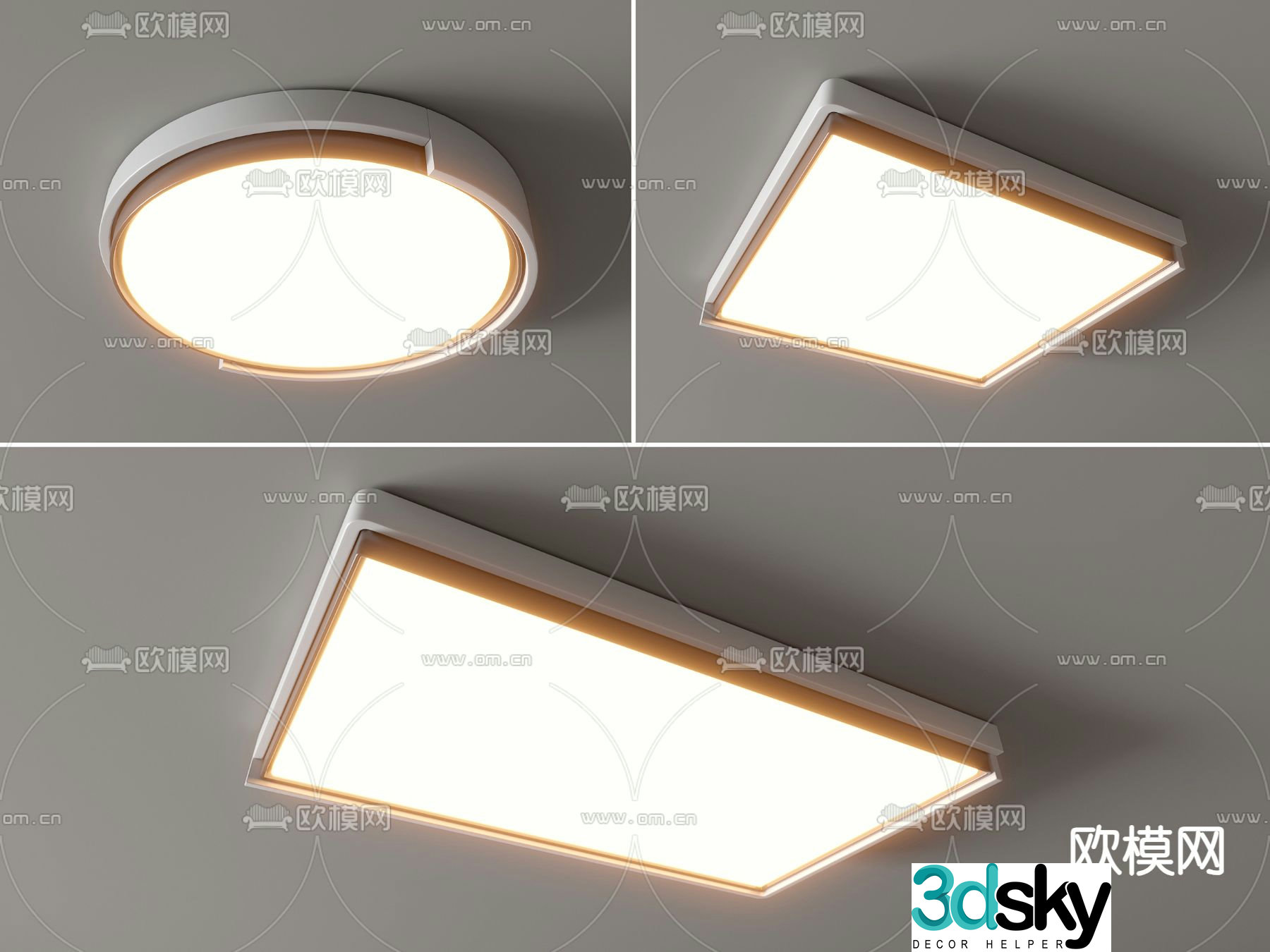 Square ceiling lamp Round ceiling lamp 3d model