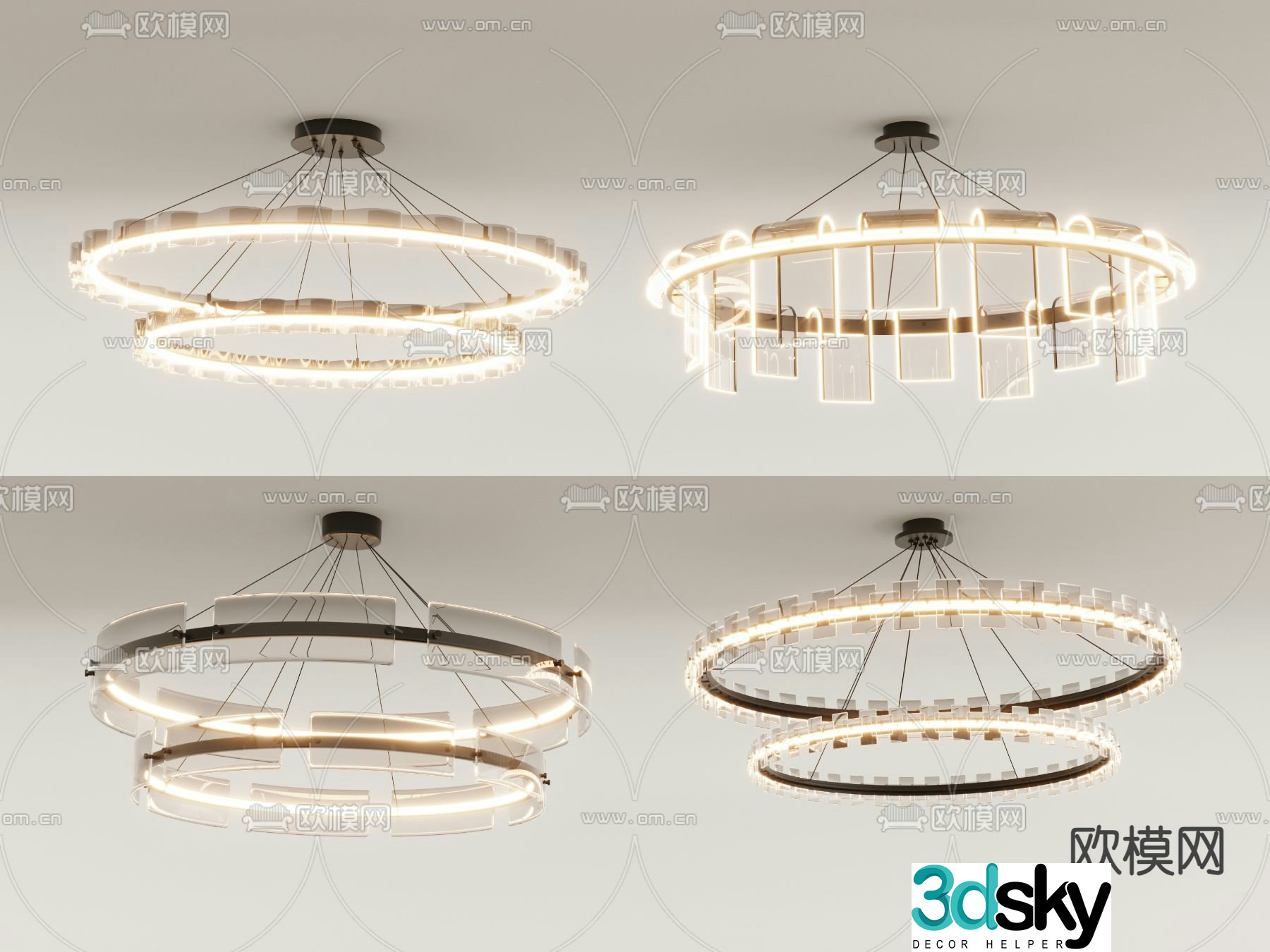 Ring chandelier hall chandelier 3d model