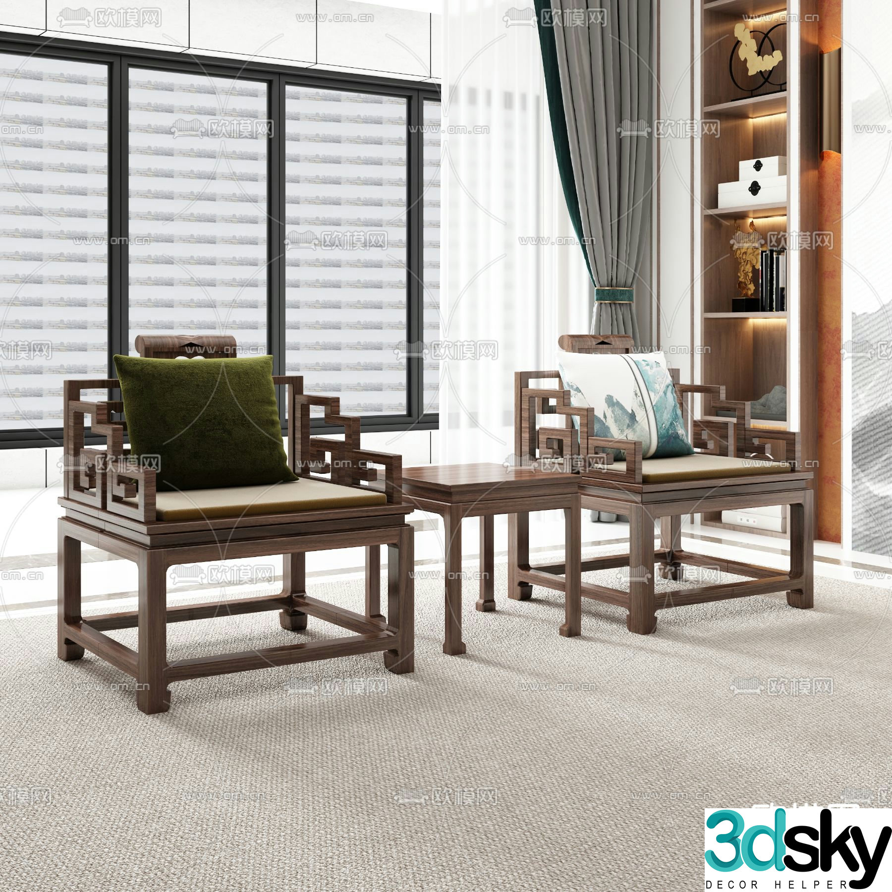 Chinese style chair leisure chair 3d model