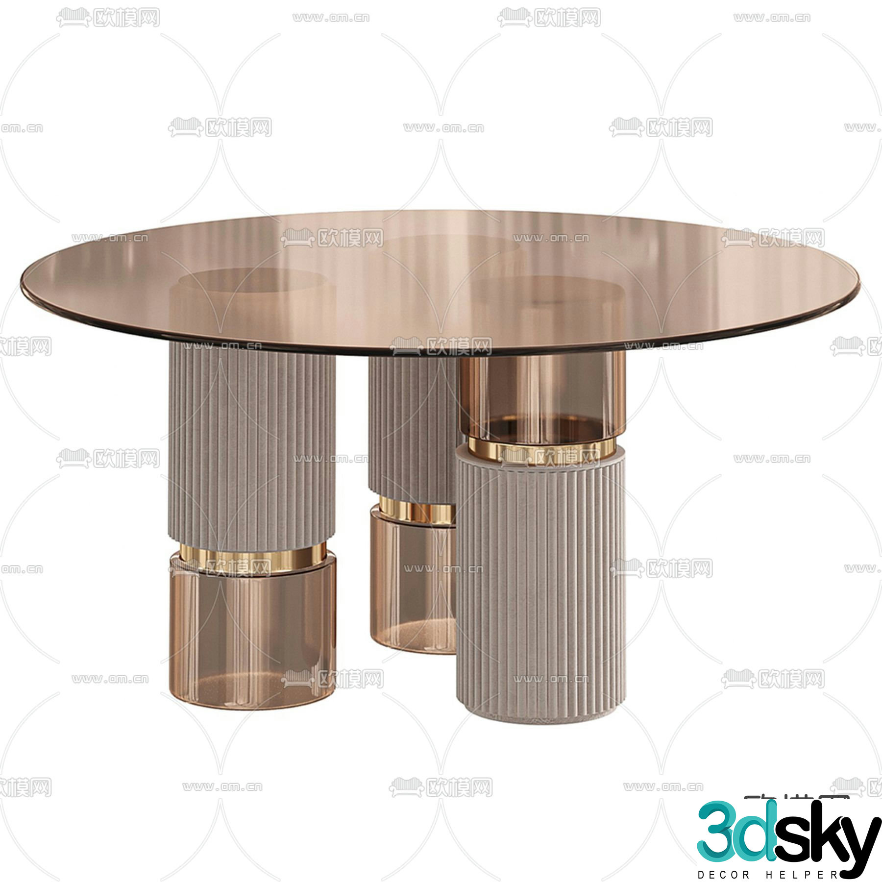 Light luxury dining table round dining table 3D model