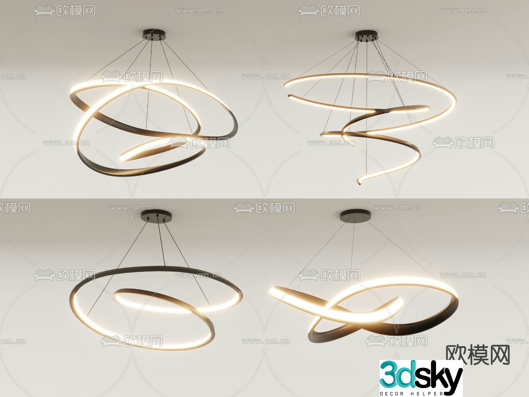 Ring chandelier hall chandelier 3d model