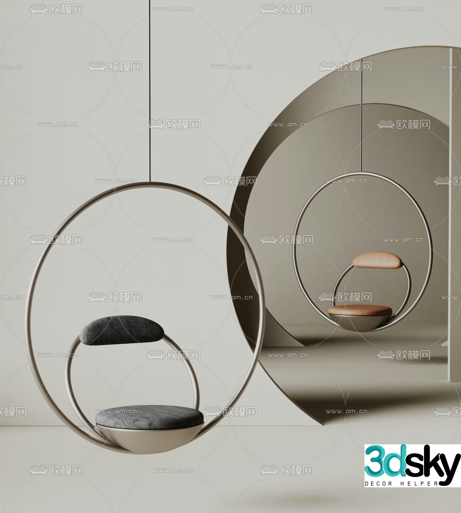 Modern hanging chair rocking chair swing chair 3d model