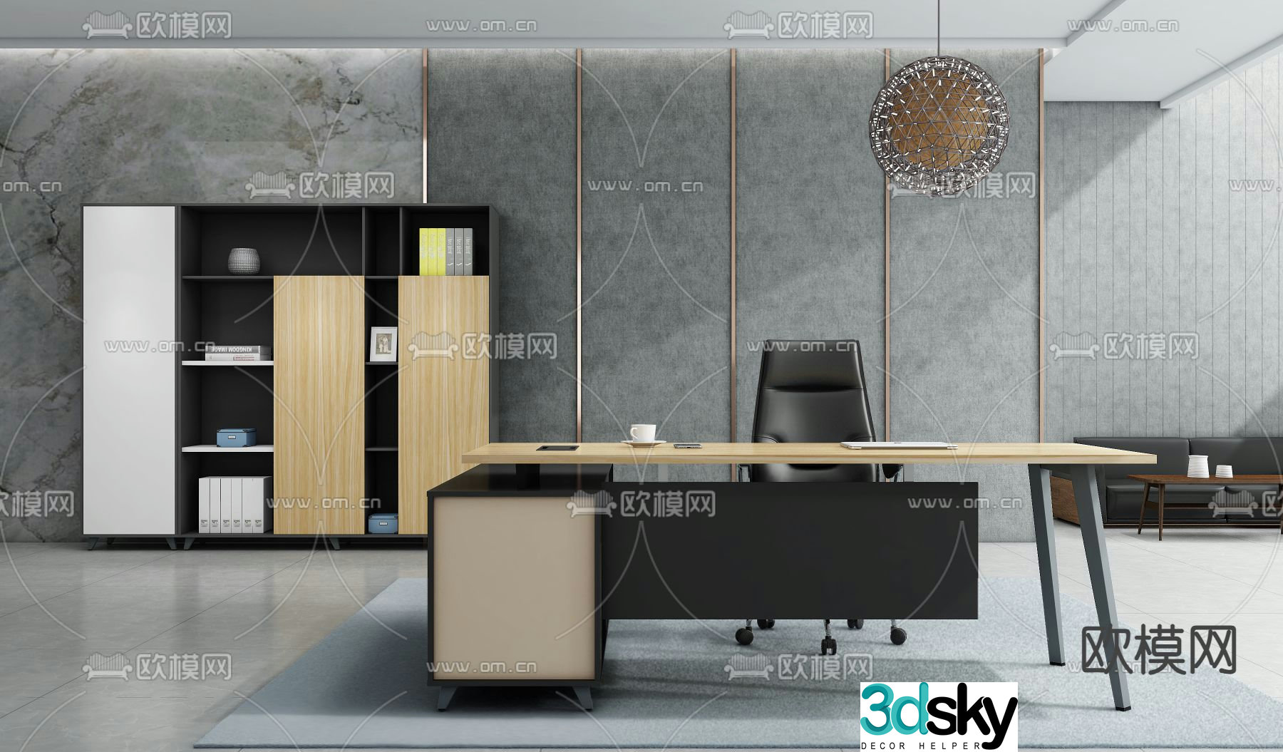 Modern office desk office desk boss desk 3d model