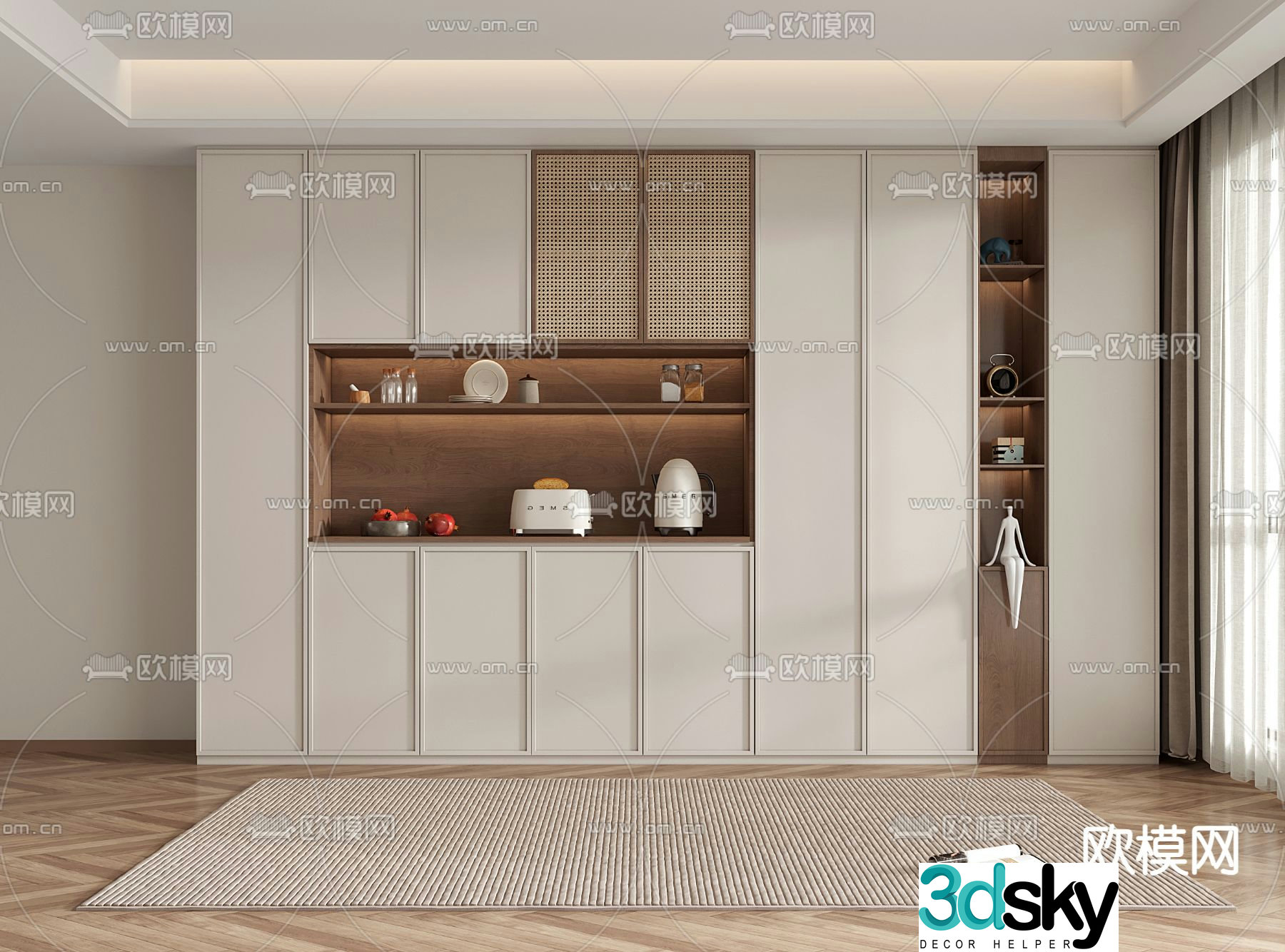 Medieval style wine cabinet and sideboard 3D model