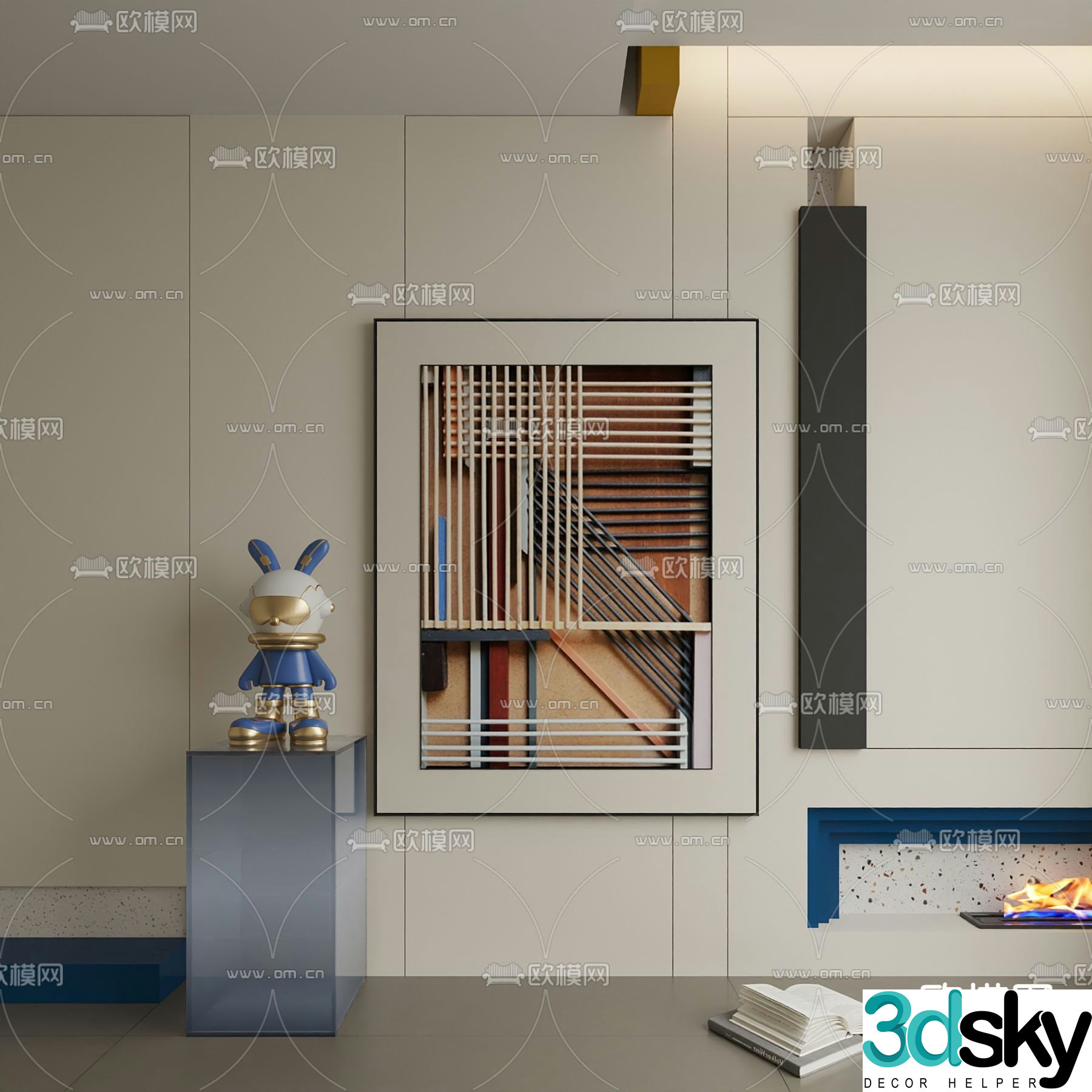 Modern abstract painting Hanging painting Decorative painting 3d model