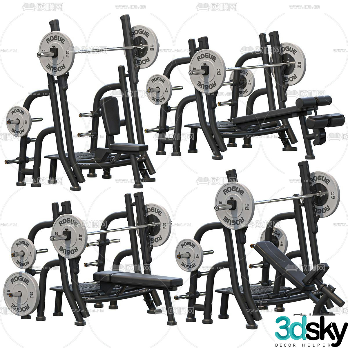 Fitness equipment weightlifting barbell 3d model