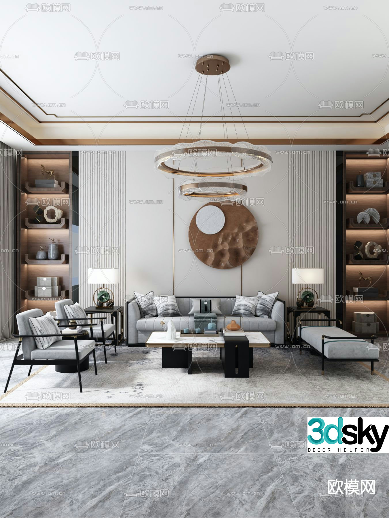 New Chinese style combination sofa 3D model
