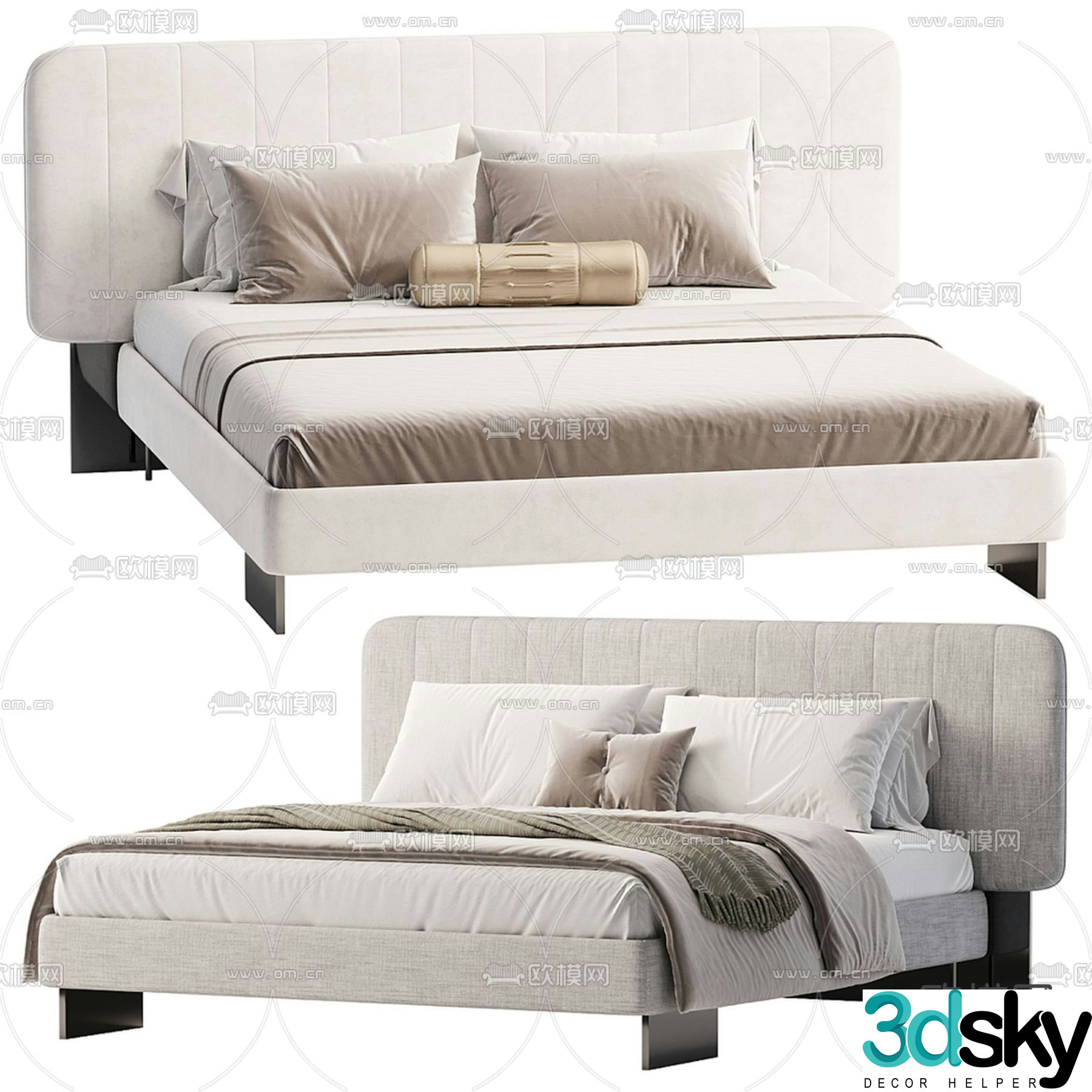 Modern double bed 3d model
