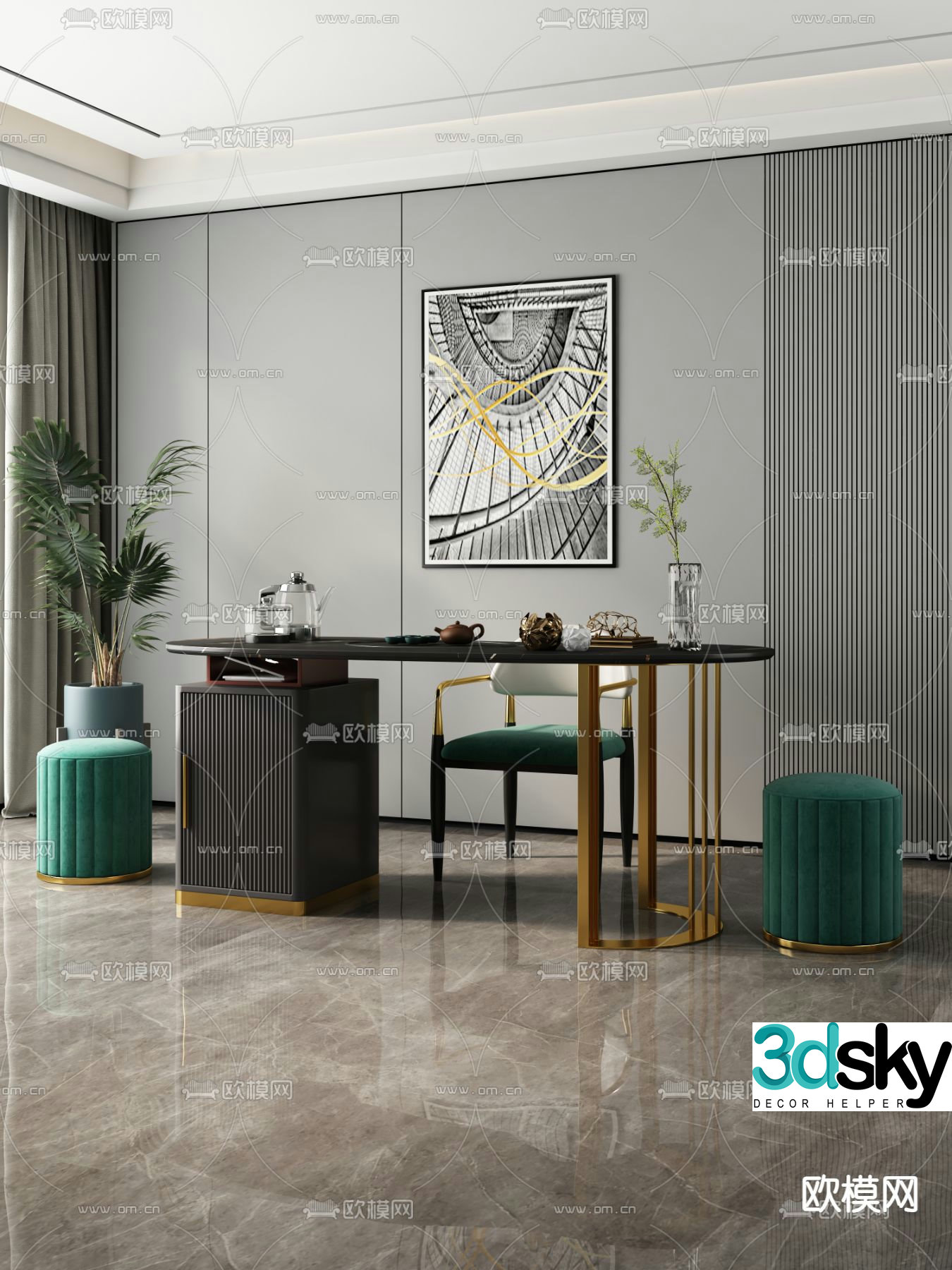 Light luxury tea table tea table 3d model