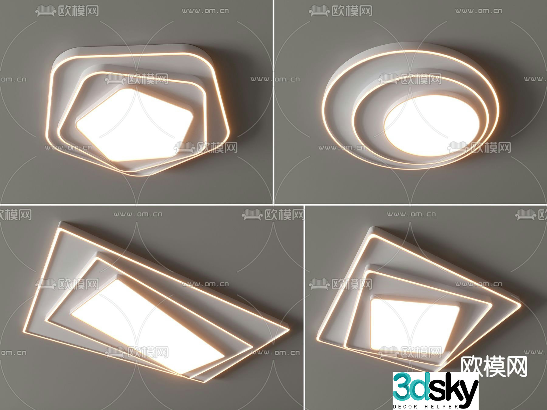 Geometric ceiling lamp bedroom lamp 3d model