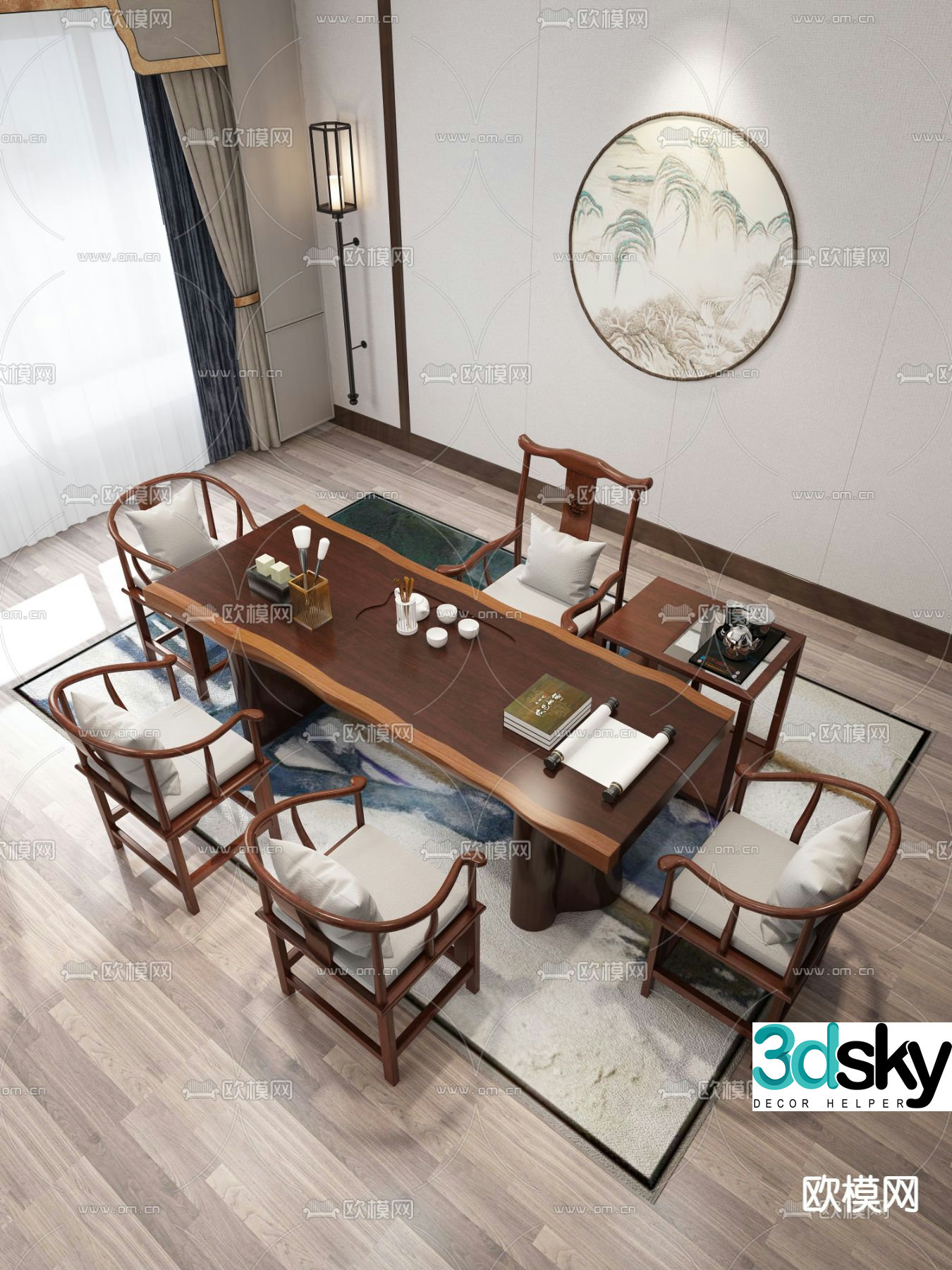 Chinese tea table tea table 3d model