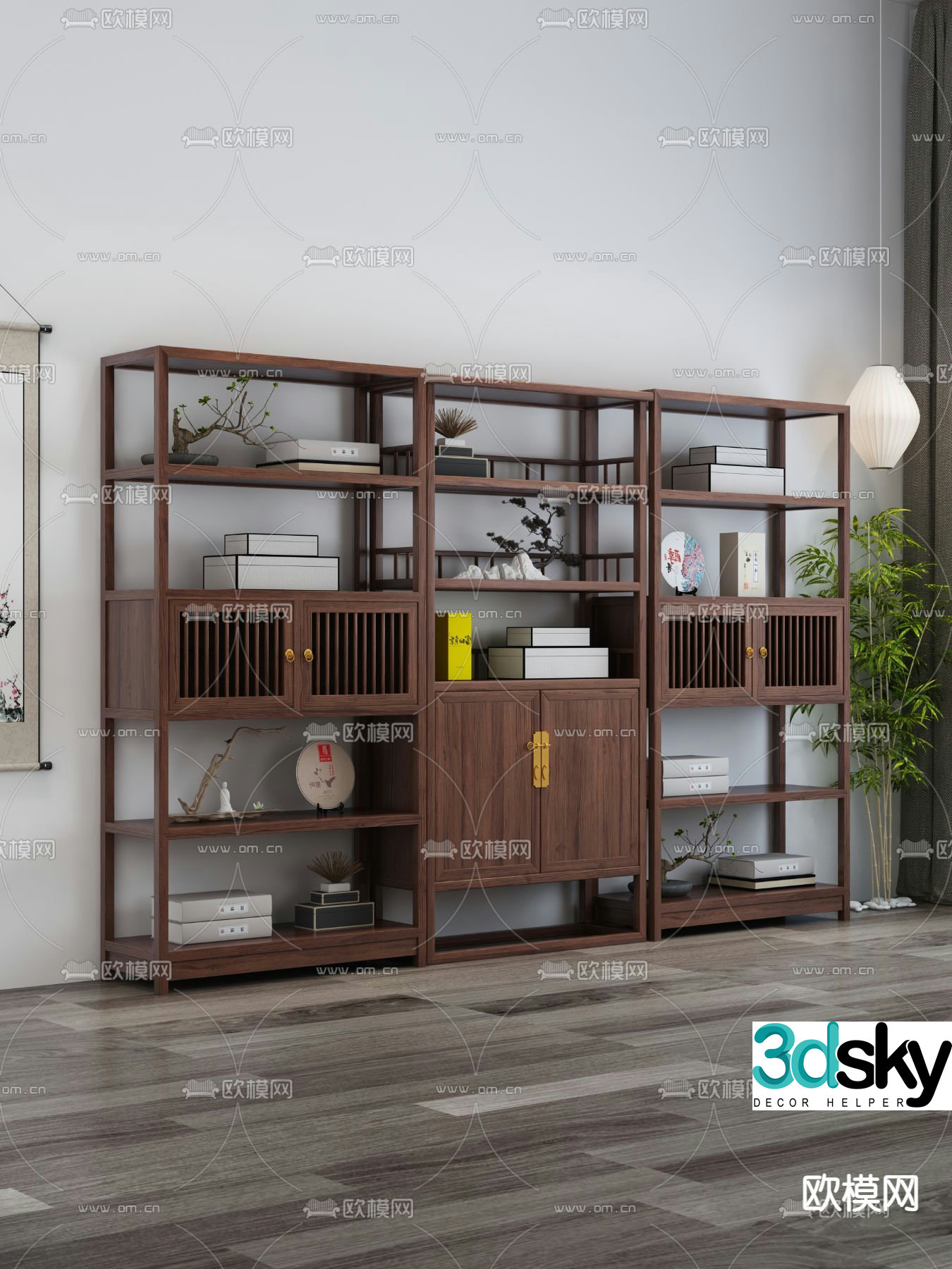 Bogu rack new Chinese style bookcase display cabinet 3d model