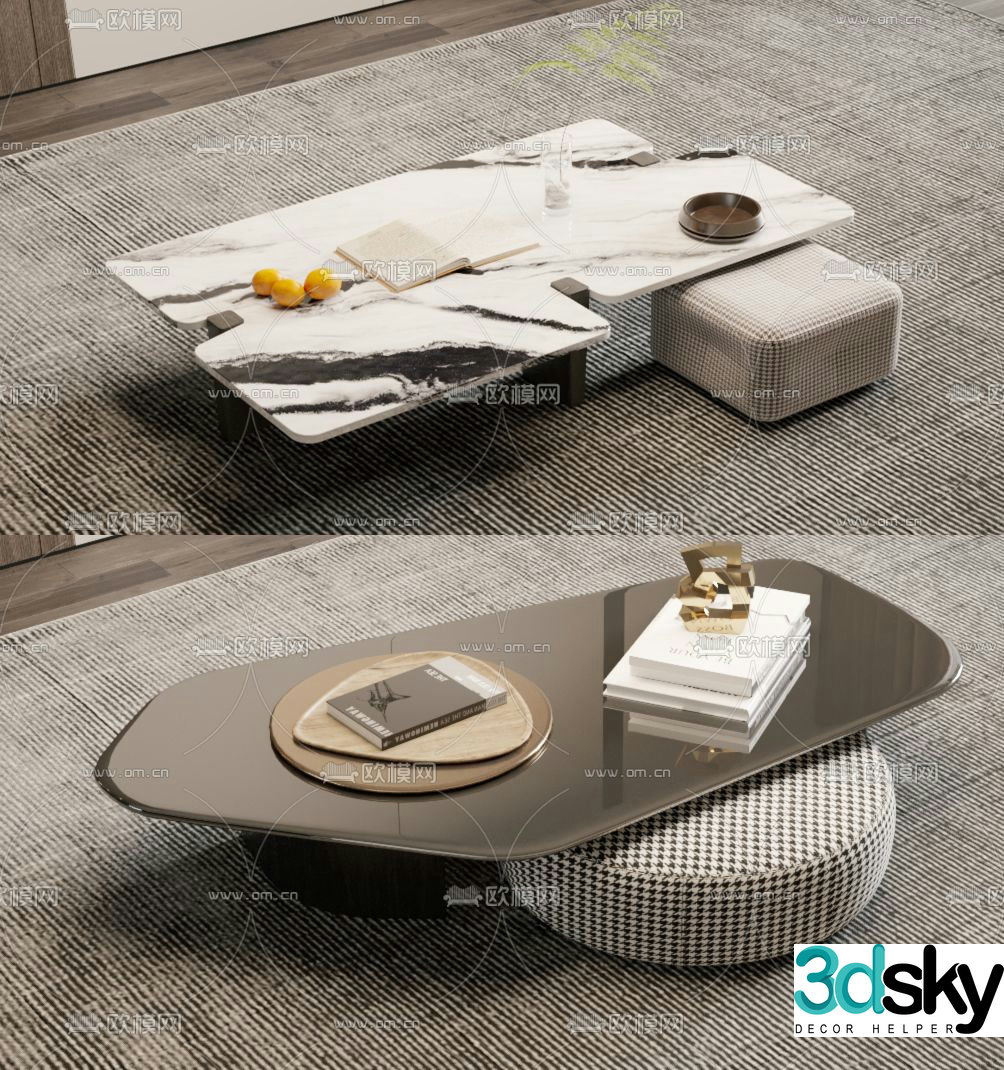 Mother and son coffee table marble coffee table 3d model