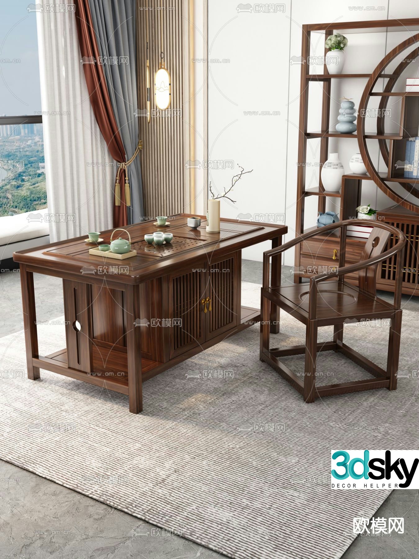 Chinese tea table tea table 3d model