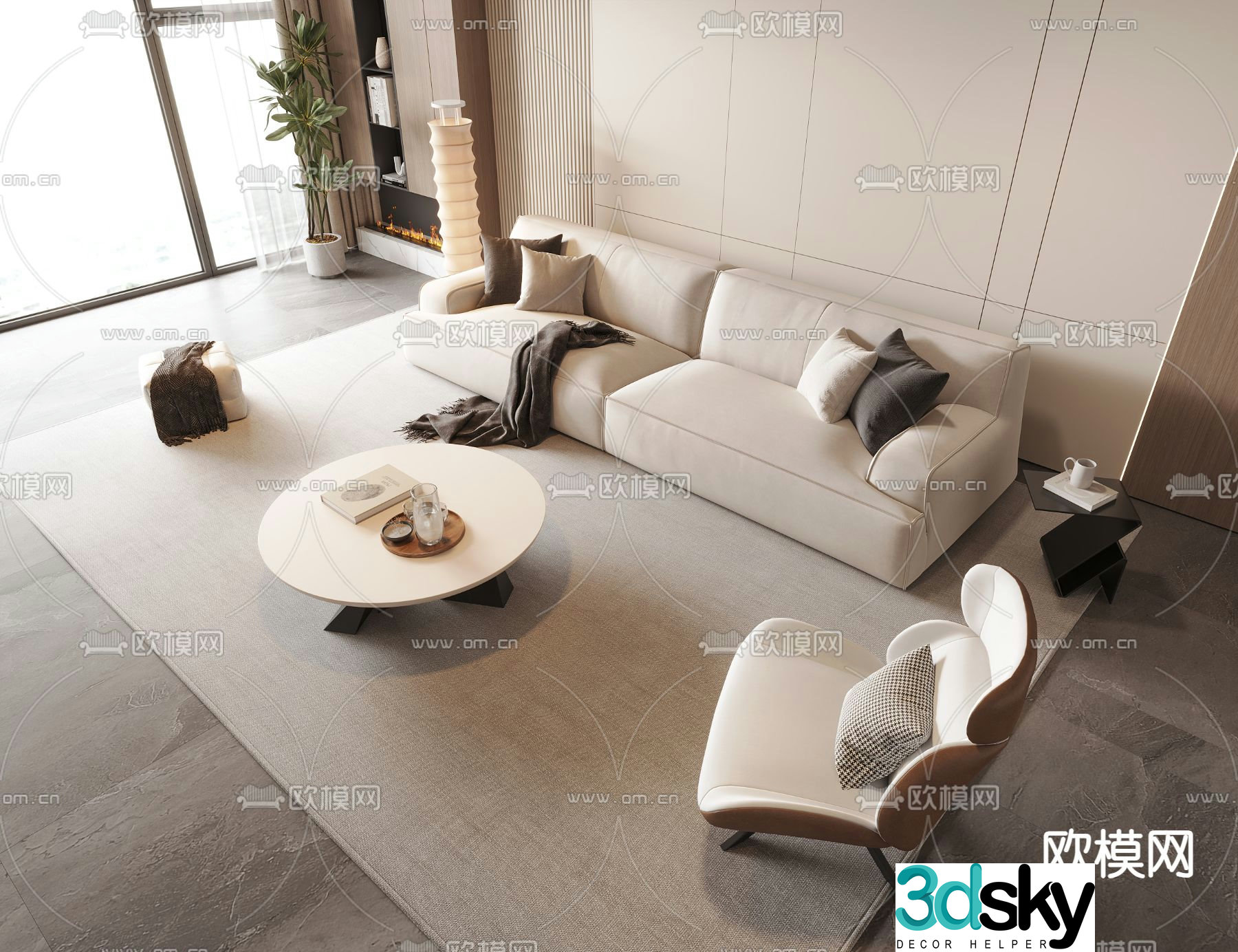 Modern sectional sofa 3d model