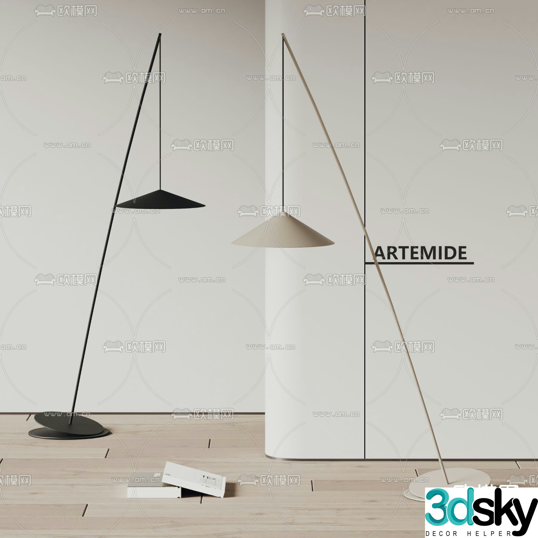 Artemide floor lamp minimalist fishing lamp 3d model